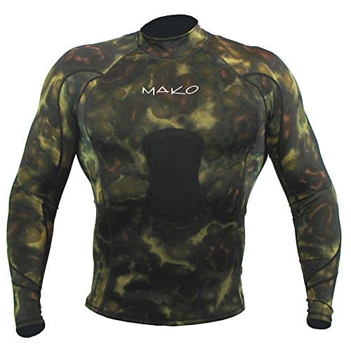 Wetsuit Shirt Spearfishing Green Camouflage Lycra Long Sleeve - 1.5mm
