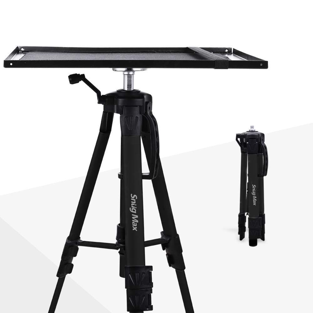 SnugMax Aluminum Tripod Camera Stand, Adjustable Multi-Function Laptop Stand, Height Adjustable 17" to 46" with Plate and Carrying Bag for Projectors Laptop Pad