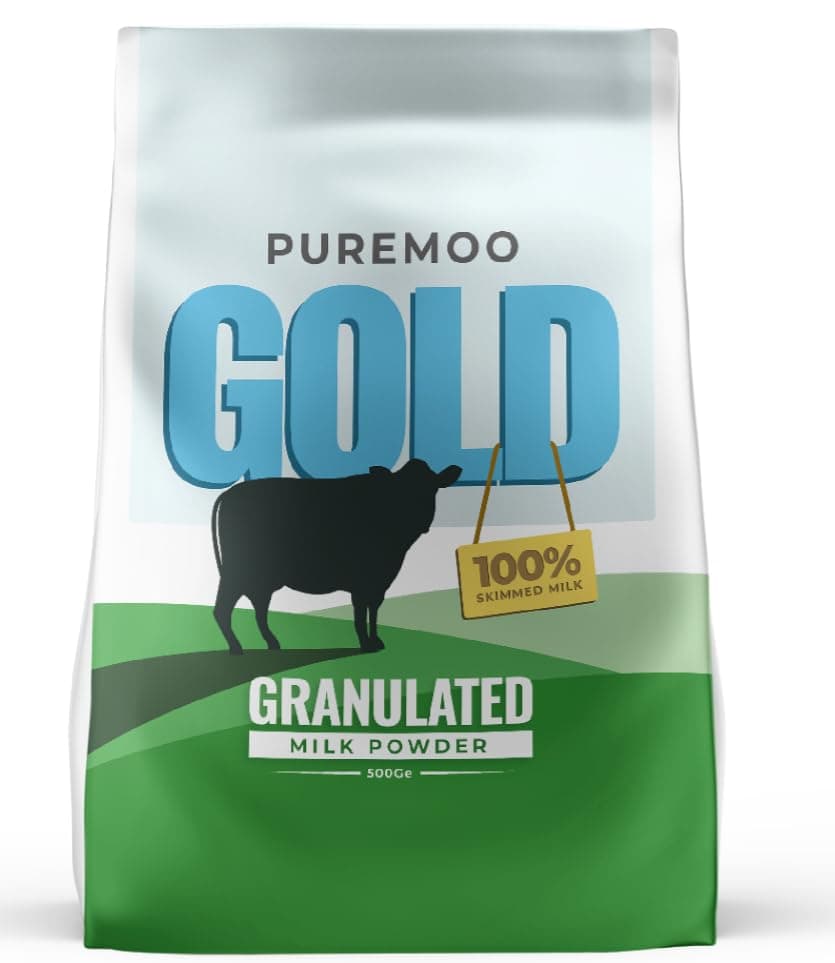 Pure Moo Gold - Granulated Skimmed Milk Powder - Suitable for All Coffee Machines & Vending Machines - Clog Free Guarantee (10 Packs of 500g)