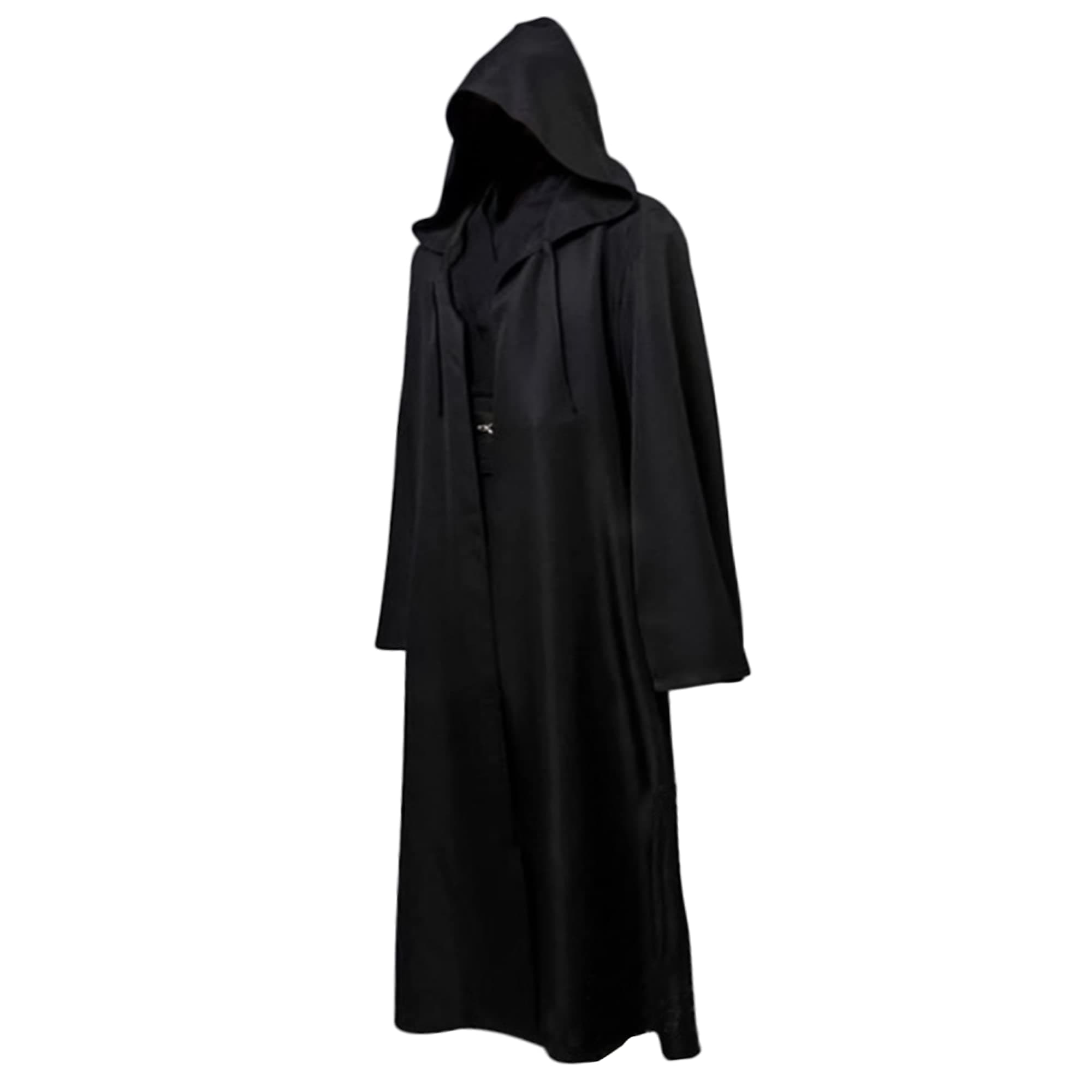 Men Hooded Cloak Black Sith Robe Halloween Cosplay Costume for Wizard Darth Sidious Death Eater