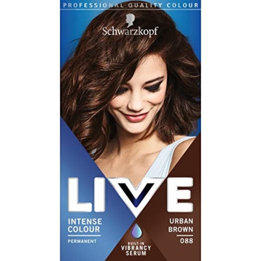 Schwarzkopf Intense Colour Urban Brown Permanent Hair Dye 088, Long-Lasting Hair Dye in Deep Brown Shade with Built-In Vibrancy Serum, Natural Brown Hair Dye for up to 70% Grey Coverage