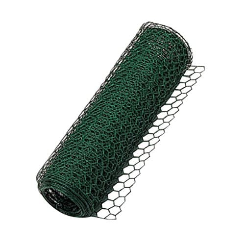 Xclou Hexagonal Mesh, Green, 10 M Roll Cage Wire Thread Hexagonal Rabbit Wire Metal Small Animal Garden Fencing, Boundary Fences, Poultry Fencing, Plastic Coated Welded Wire Mesh Aviary Wire, Green