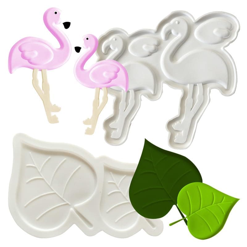 MoldBerry Garnising Mold Making Betel Shape & Flamingo Shape Silicone Garnish Mold Chocolate Mould Candy, Crayons, Fondant Resin Cake Decoration Tools for DIY Dessert Decoration Garnish Pack -2