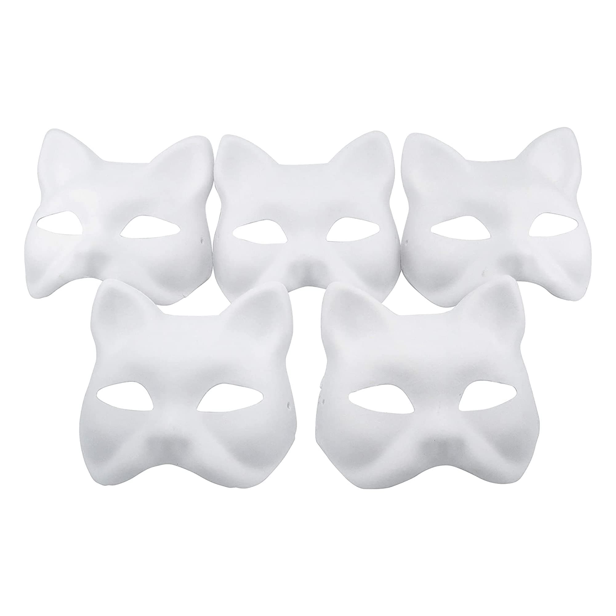 Tick Nick White Fox Mask Set of 5 / Costume Fancy Dress Cosplay Tool DIY Handmade Mask Summer Festival Unisex Adults Event Attendees, Festival Goers