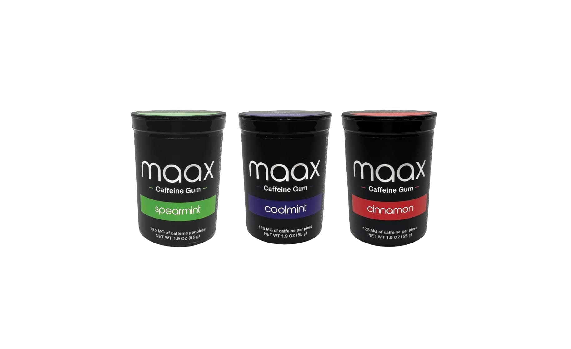 Maax Caffeinated Gum Caffeine | 125mg of caffeine per piece | Variety Pack | 75 pieces per pack