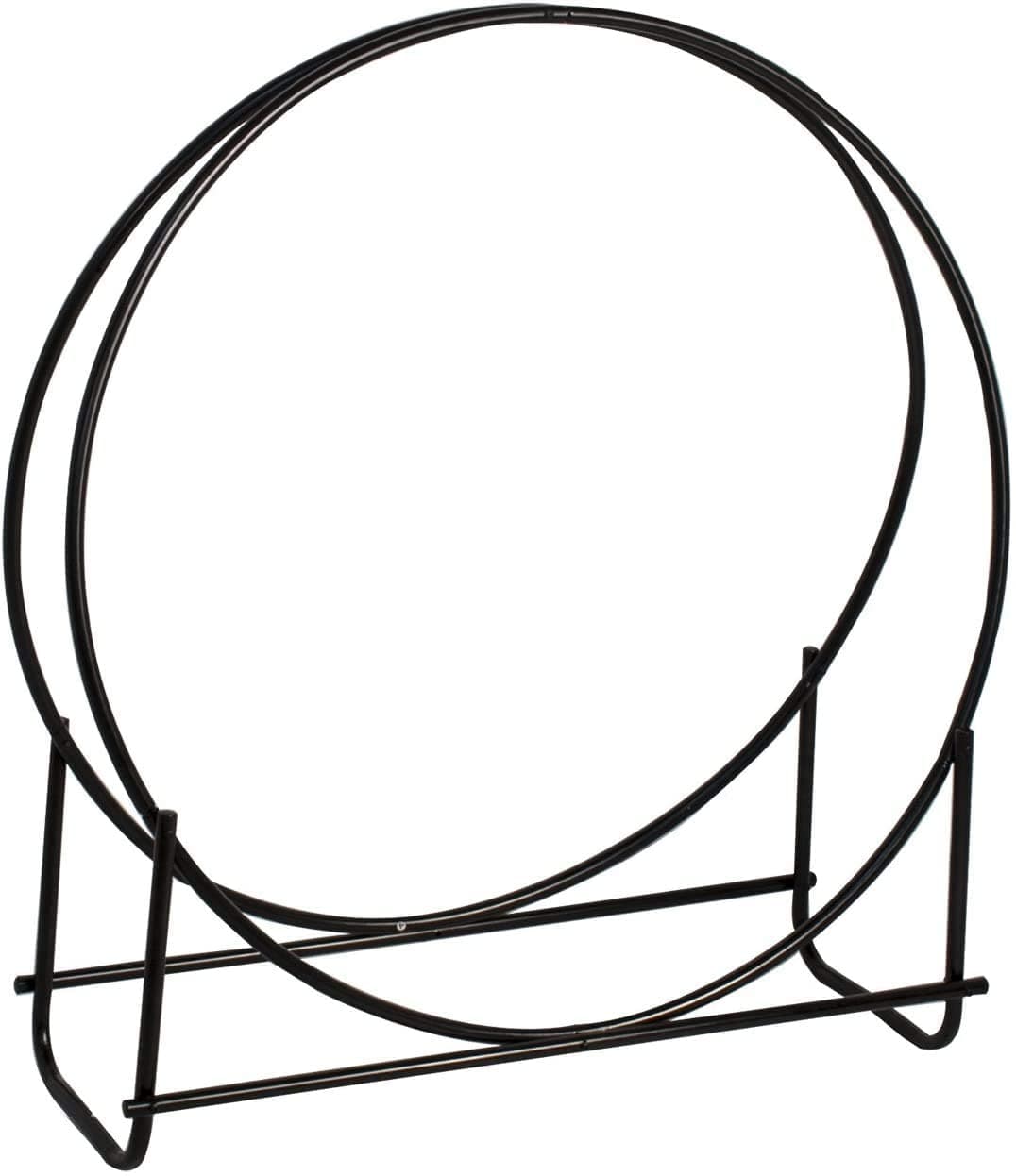 PanaceaAdjustable Heavy Duty 40 Inch Thick Tubular Steel Hoop Style Log Rack with Powder Coated Finish for Wood Stacking, Black