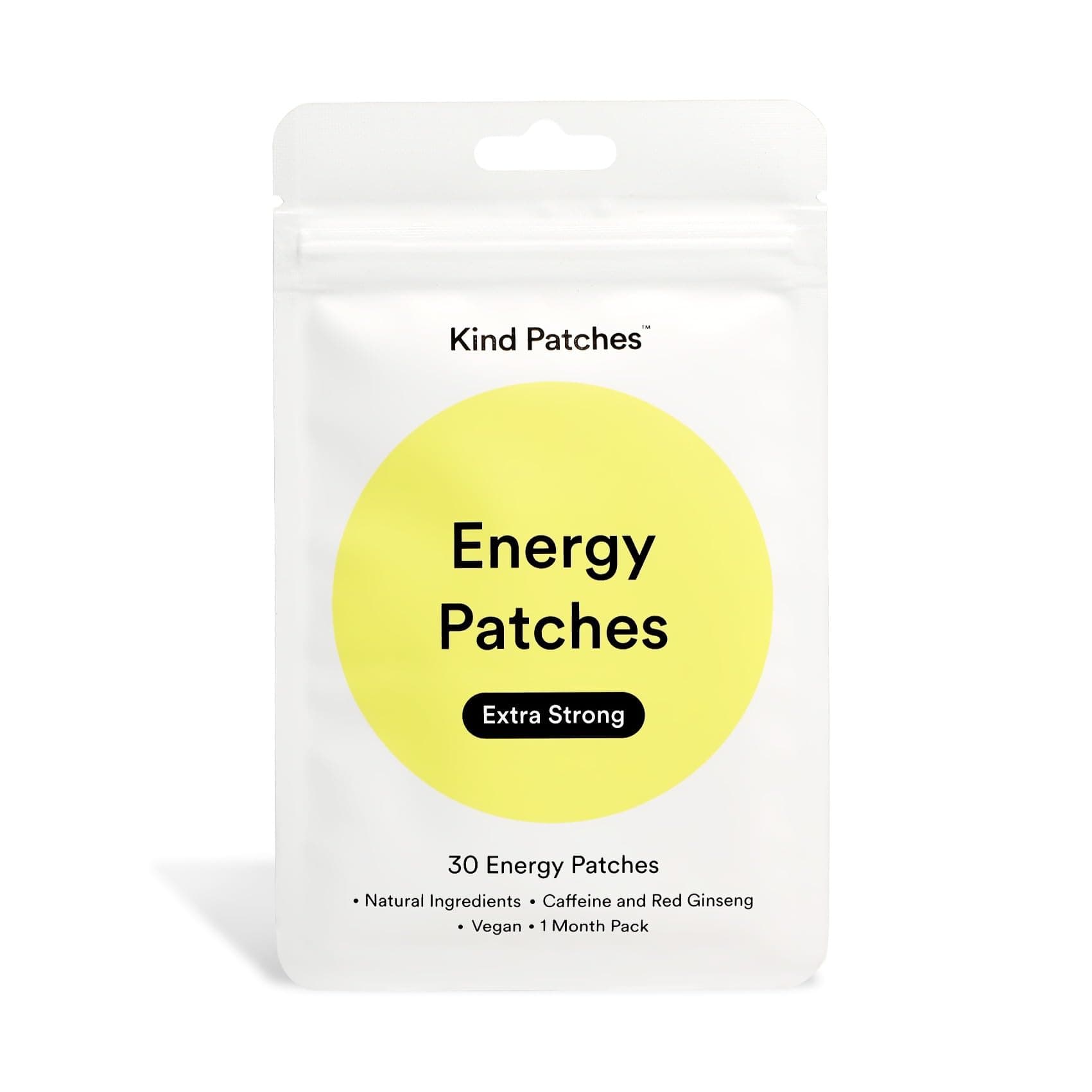 Energy Patches - Extra Strong | Energy Boost Support | Botanical Plant-Based Formula with Caffeine, Red Ginseng & Vitamin B Complex | 30 Vegan Patches