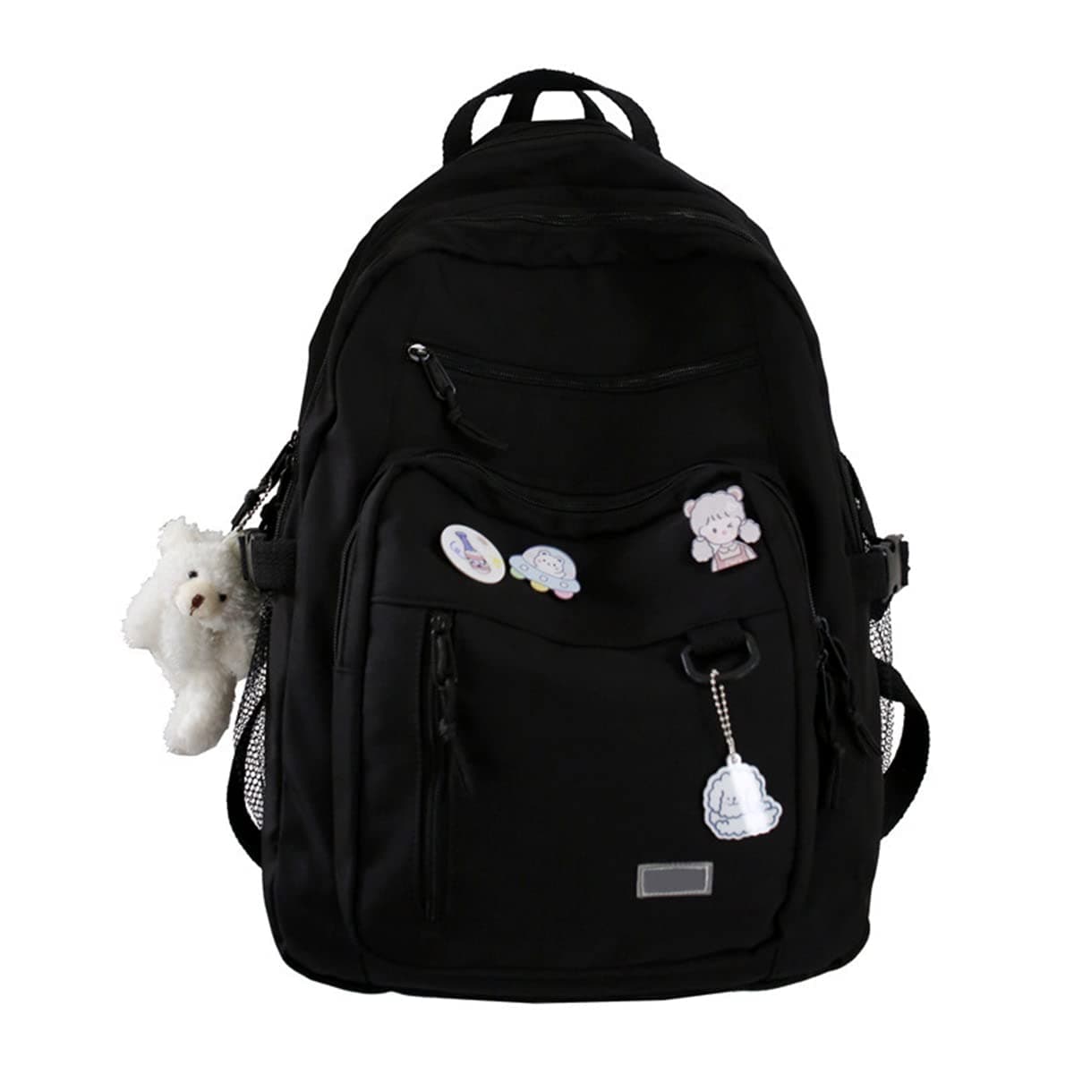 GAXOS Cute Aesthetic Backpack for School Middle Student Travel Pink Backpack Teens Girls Bear Pin Book Bags