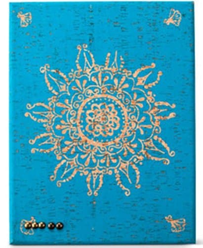 Teal Blue Henna Printed Cork Board/Pin Board