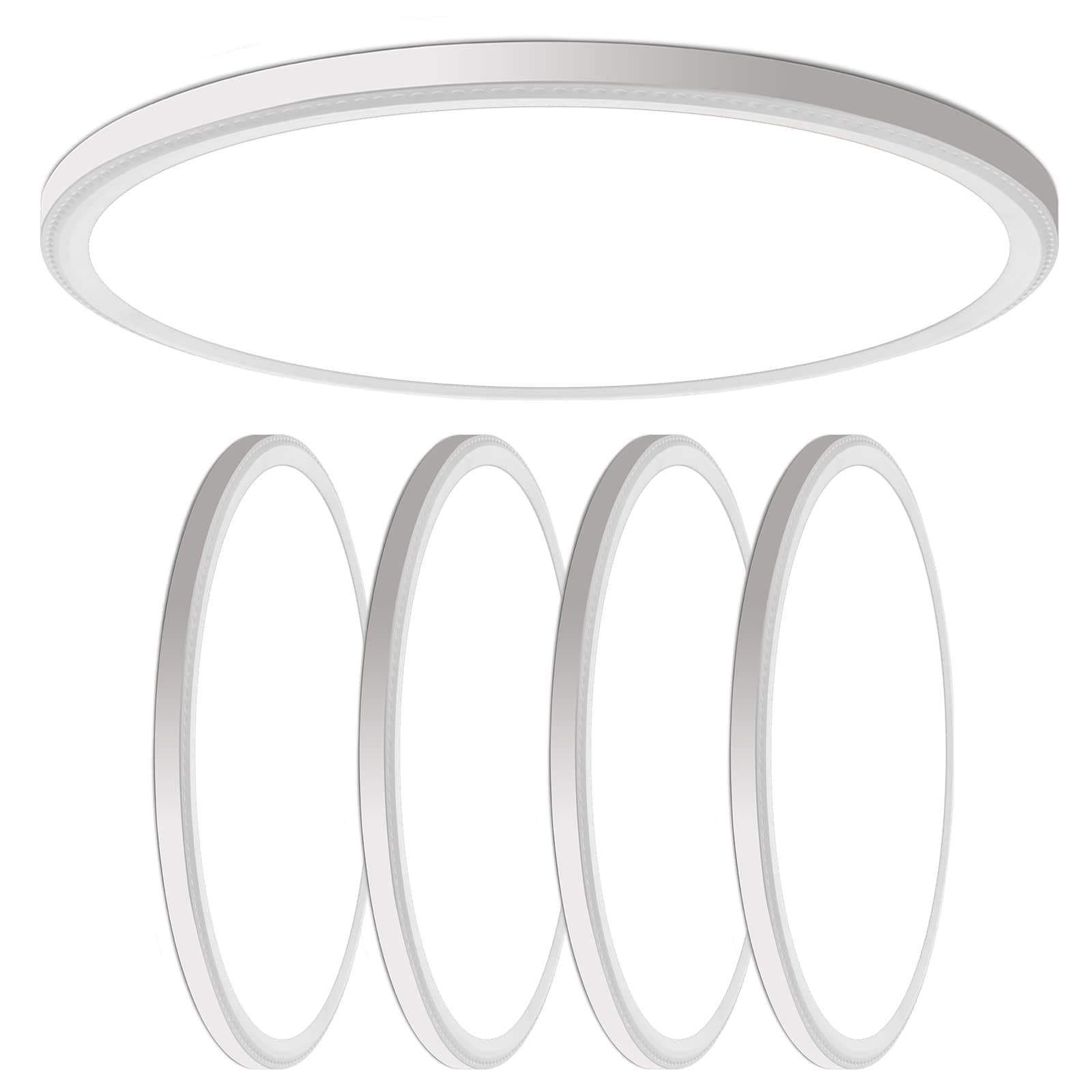 4 Pack 4700lm Super Slim 16 inch LED Ceiling Light, 5000K for Bedroom, Living Room, Dining Room (White, Four Pack)