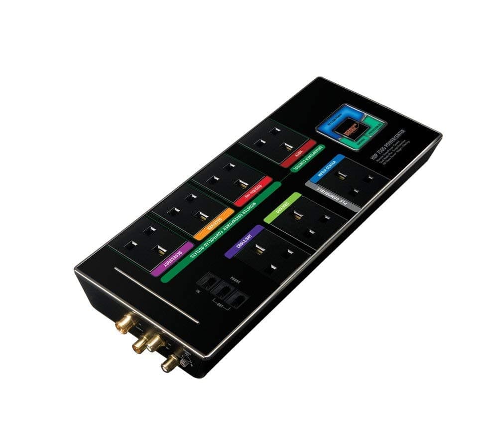 Monster High Definition HDP 750G PowerCenter V2, 7 Socket PDU Surge Protection System + Coax/Phone