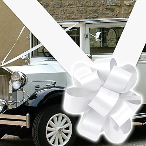 Wedding OR Prom CAR Decoration 3 Large Bows and 8M Ribbon (White)
