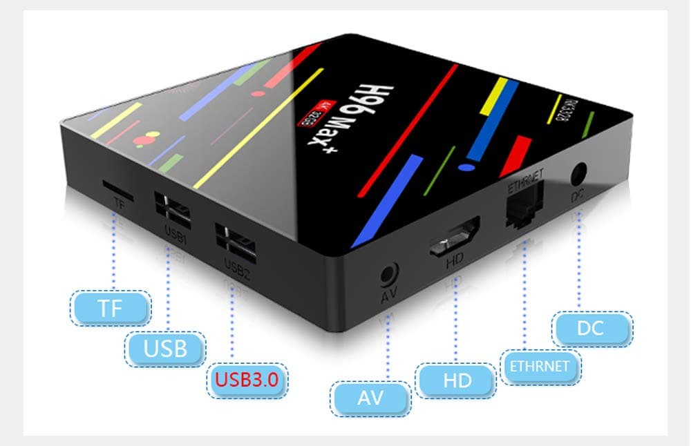 H96 MAX PLUS, Android 9.0 OS TV Box, 4GB RAM 32GB ROM, RK3328 Quad Core CPU, 2.4G/5.0G WiFi/LAN/Bluetooth + Voice Remote Control (4G 32G)