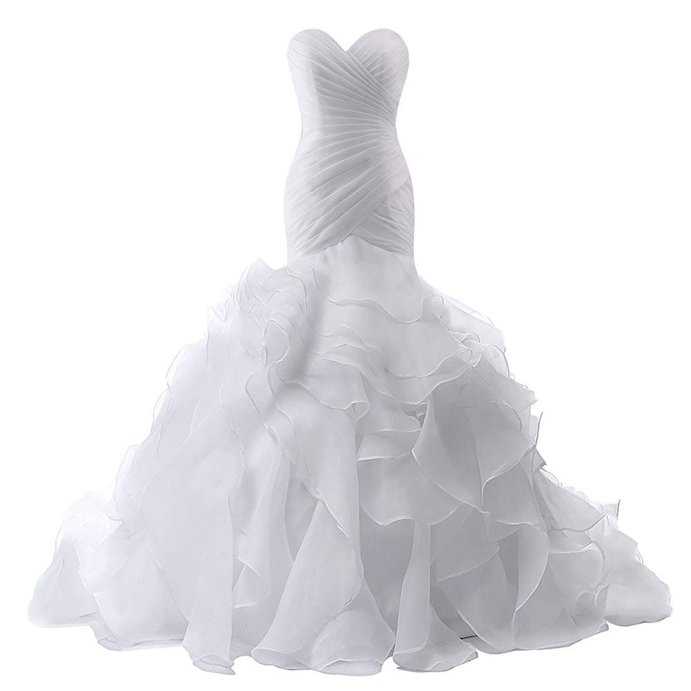 Wedding Dress for Bride Mermaid Bridal Gown Trumpet Wedding Gown for Women Ruffles Wedding Dresses