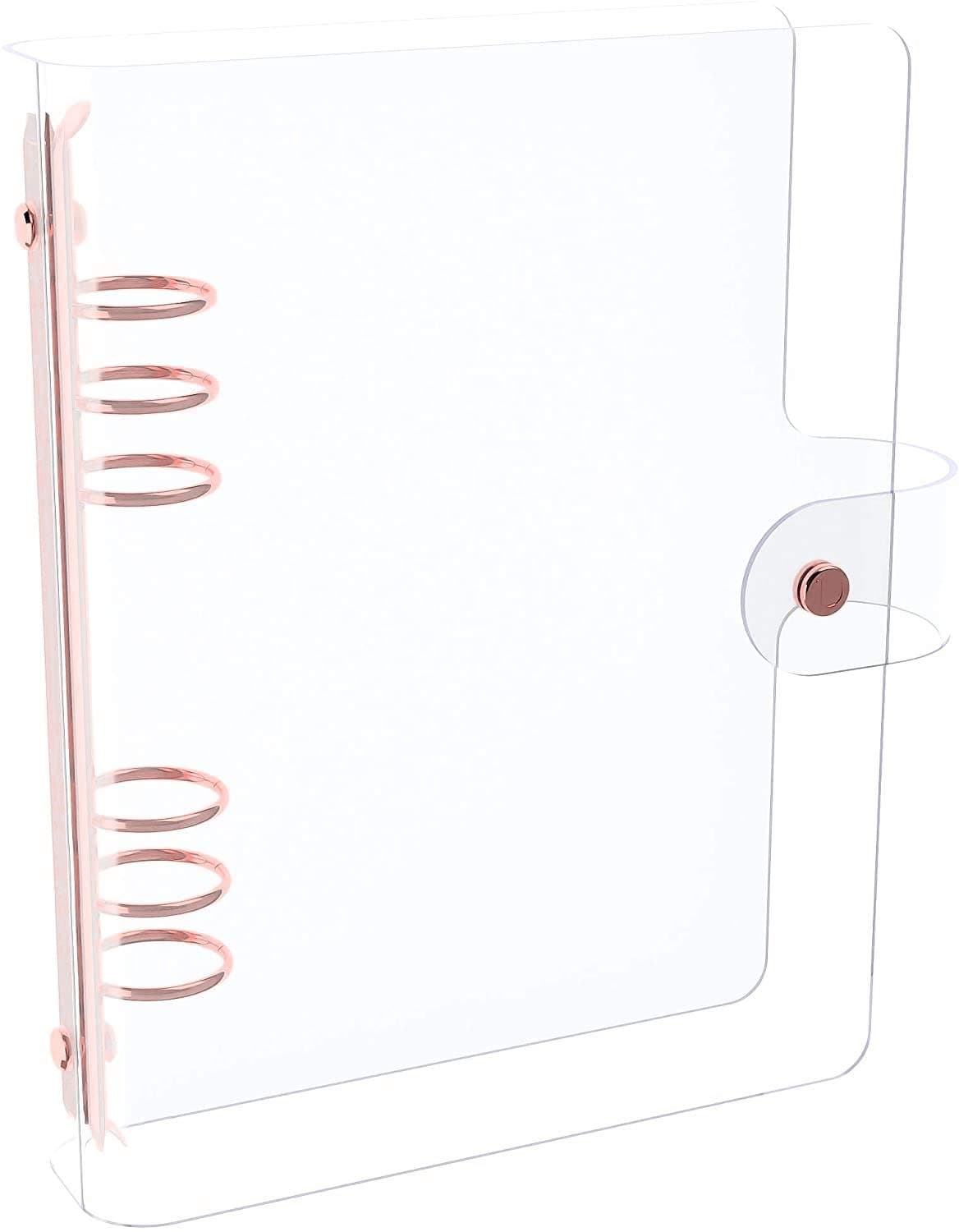 Discagenda Clarity Transparent See Through Clear PVC Planner Personal Organizer Binder Cover (Ringbound, A5 Size - Rose Gold)