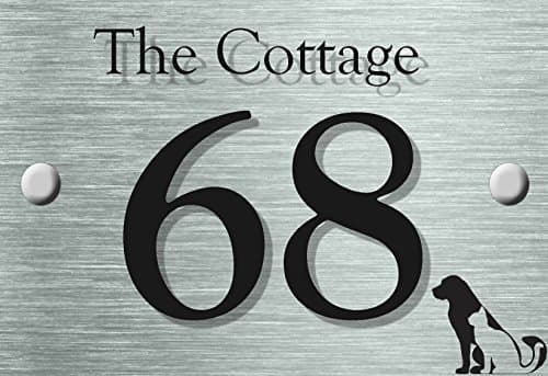 House Number Address Plaque | 2 Part Designer Acrylic Sign (Dog & CAT)