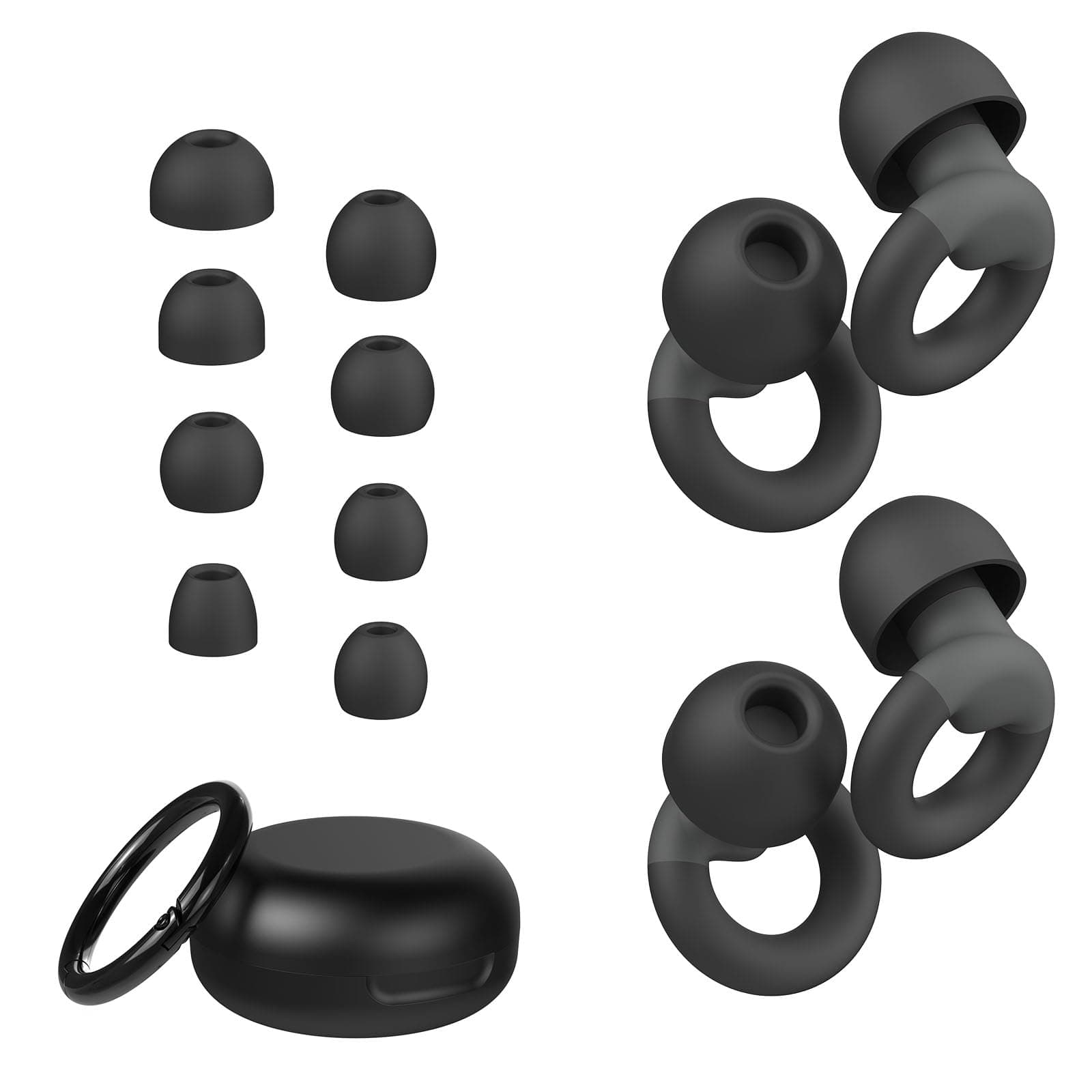 Ear Plugs for Sleeping, 2 Pairs of Reusable Earplugs for Noise Reduction 25dB-30dB with 8 Ear Tips, Soft Hearing Protection EarPlugs for Concert,Noise Sensitivity, Study & Work