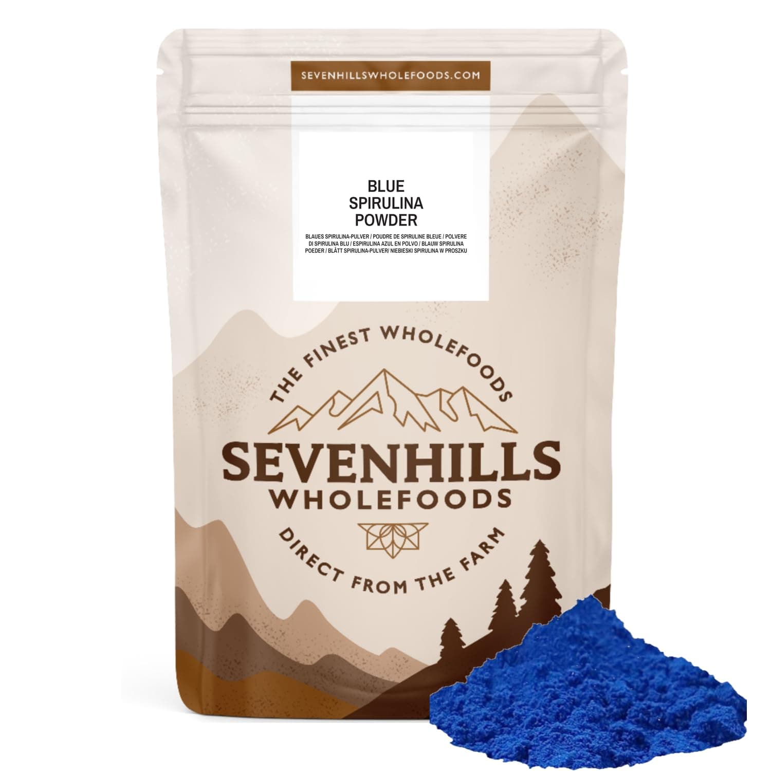 Sevenhills Wholefoods Premium Royal Blue Spirulina Powder | E18 Food Grade | Natural Food Colouring | Phycocyanin | 50g