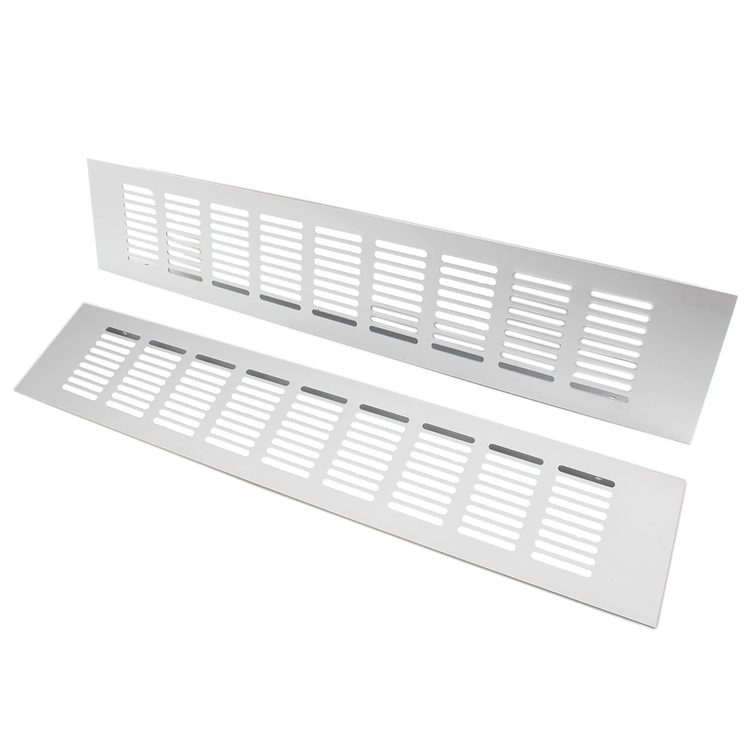 2PCS Air Vent,TTZEZE Heavy Duty Aluminium Alloy Ventilation Grille Rectangle Metal Louvered Grill Cover for Wardrobe Stove Shoes Cabinet Sink Kitchen Bathroom Side Wall Ceiling and Floor Exhaust Vent