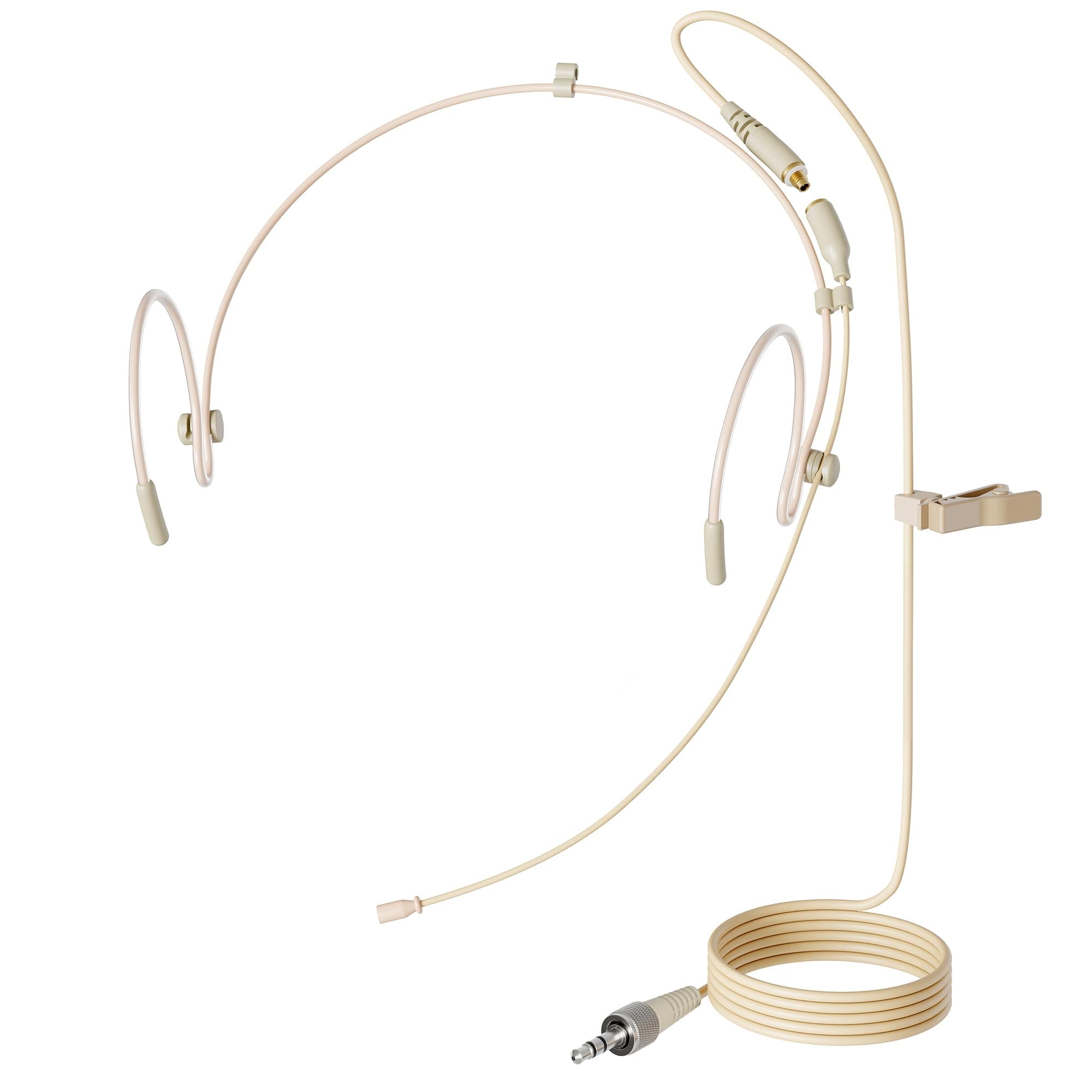 JK MIC-J 071S Professional Headset/Headworn Microphone Compatible With Sennheiser Wireless System - Omnidirectional Mic - Super Lightweight & Creative Design & Smallest Cartridge (Beige)