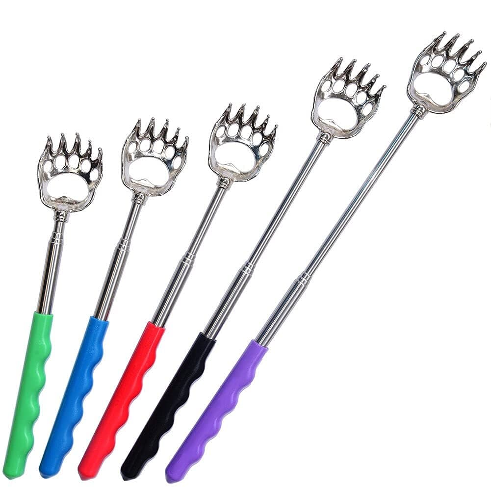 Telescopic Back Scratcher by Divine Light, Bear Claw Telescoping Scalp Massager Tool with Soft Rubber Handles, for Both Human and Pets (5 Pack)