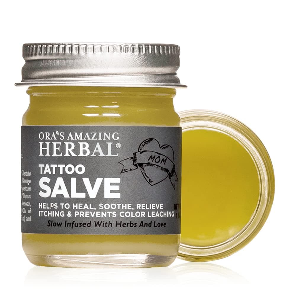 Ora's Amazing Herbal Tattoo Salve, Apothecary-Grade Tattoo Aftercare Balm, Natural Tattoo Ointment for Healed Tattoos, Itch Relief Cream, Skin Soothing, Calming, Deep Moisture & Ink Color Protection