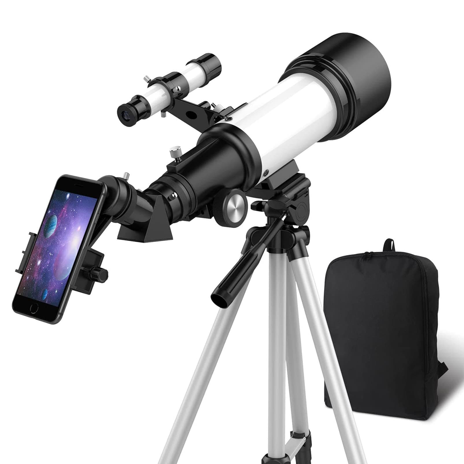 70mm Aperture 400mm AZ Mount, Fully Multi-Coated Optics, Telescopes for Adults, Astronomy Refractor Telescope Portable Travel Scope with Tripod, Phone Adapter, Backpack