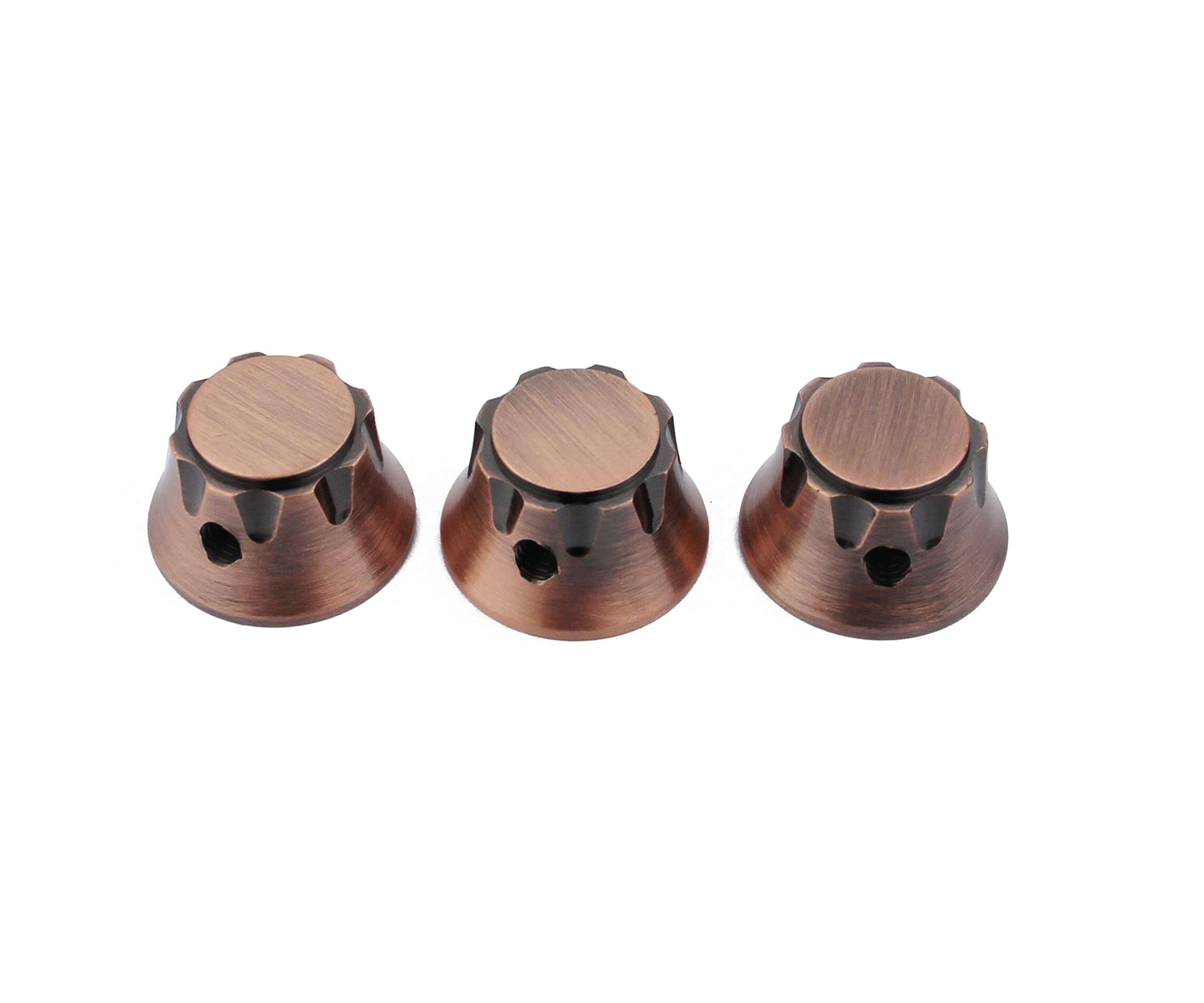 Guyker 3Pcs Top Hat Guitar Potentiometer Control Knobs 6mm Dia. Shaft Pots - Brass Bell Cap Speed Tone Volume Knob Replacement Parts for Electric Guitar or Precision Bass - bronze