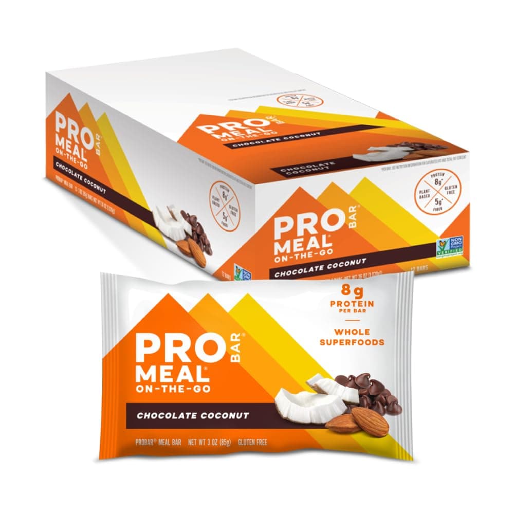 PROBAR - MEAL Bar, Chocolate Coconut, Non-GMO, Gluten-Free, Healthy, Plant-Based, Whole-Food Ingredients, Natural Energy (12 Count)