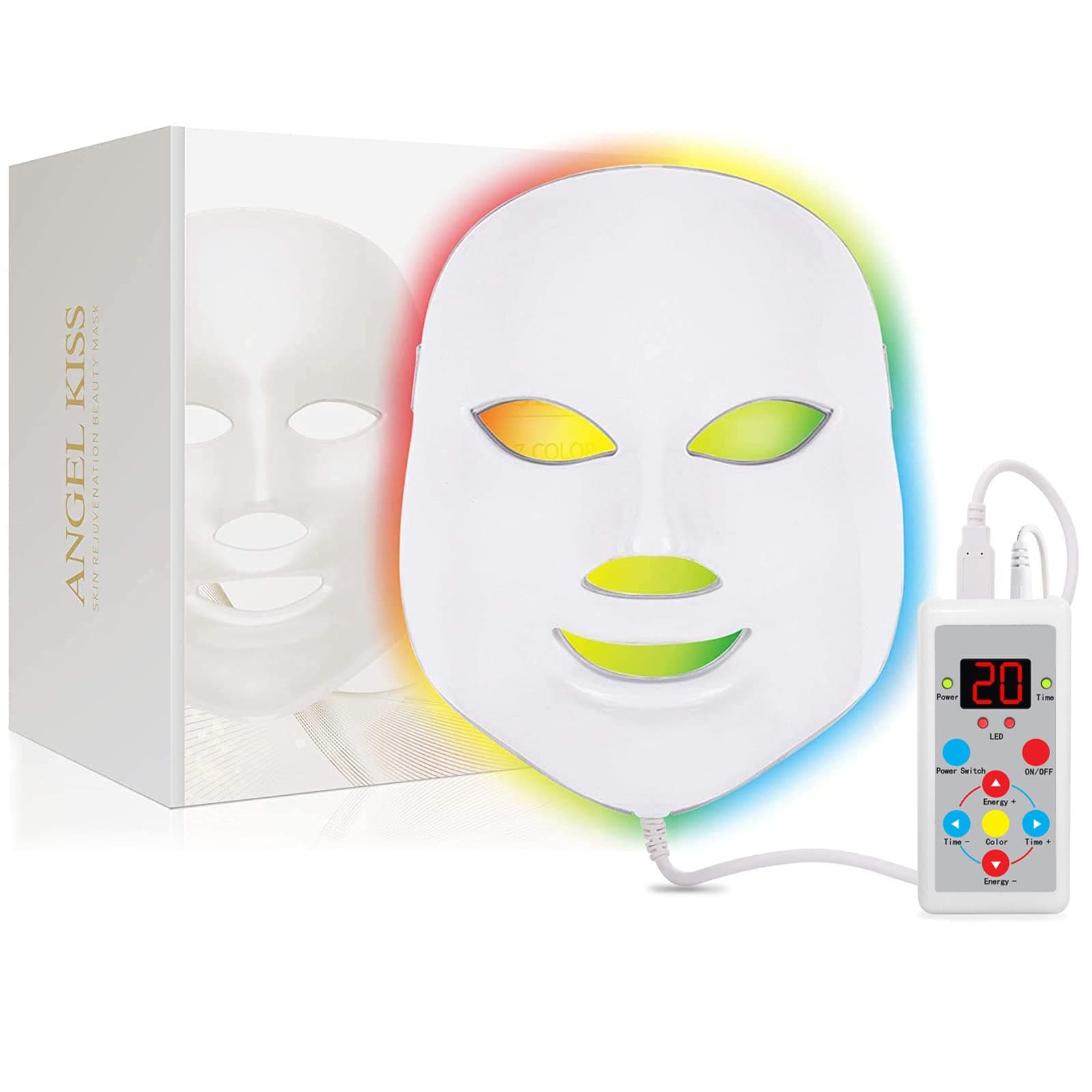 Angel Kiss Light Beauty Mask - Led Face Mask Light Therapy - Red Light Therapy Mask for Face - LED Facial Skin Care Mask