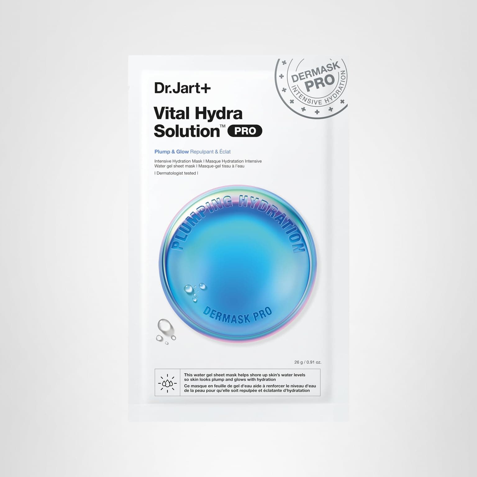 Dermask Vital Hydra Solution Glow Korean Face Mask with Hyaluronic Acid for Glass Skin | Sheet Mask | Korean Skin Care | Travel Size, 1 Pack