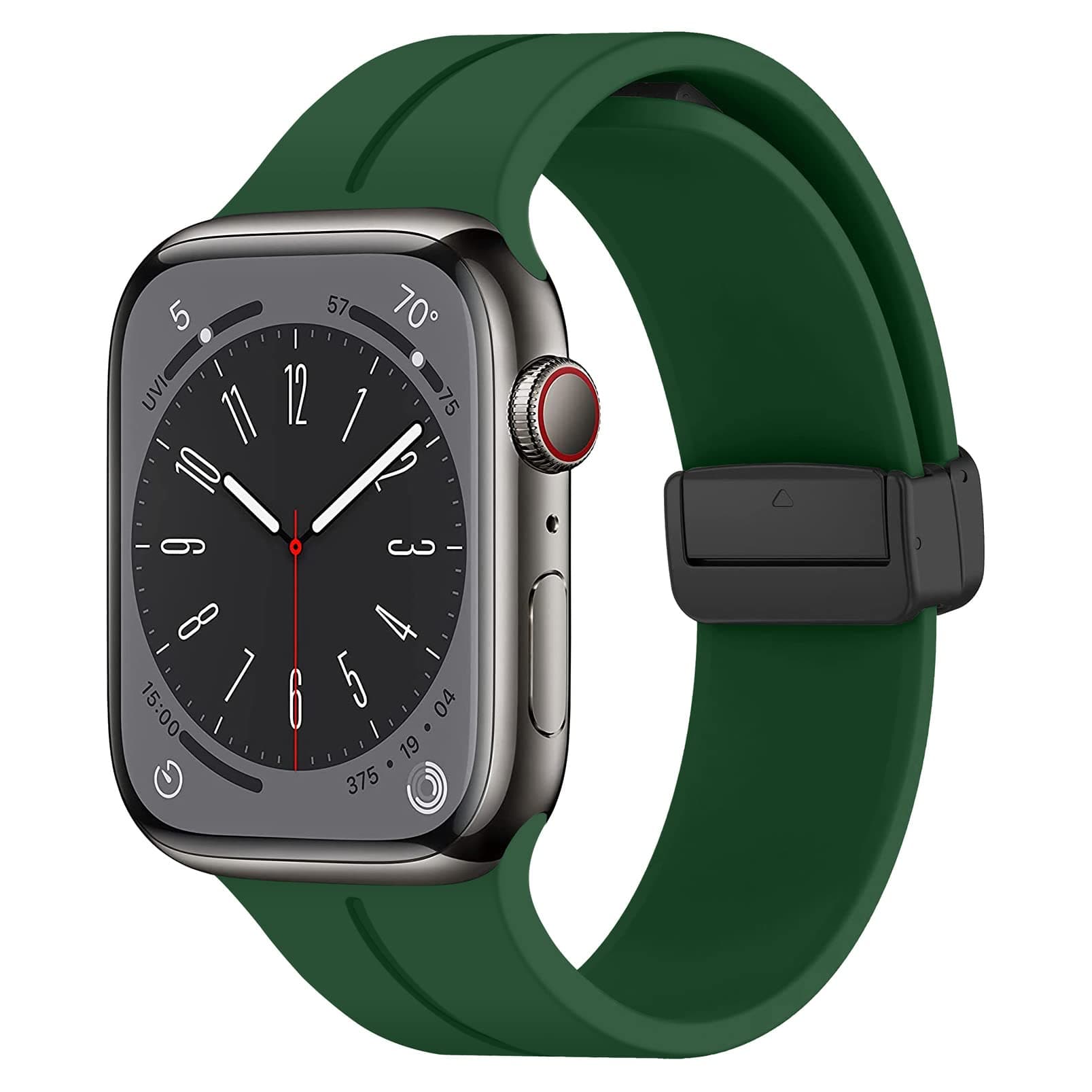 YuiYuKa for Apple Watch Band 44mm 40mm 49mm 38mm 45mm 41mm 42mm Women men,Sport Silicone Strap+Magnetic D-Buckle WristBands for Apple Watch Series 8/ultra/7/SE/6/5/4/3/2/1,iWatch Bands,dark green