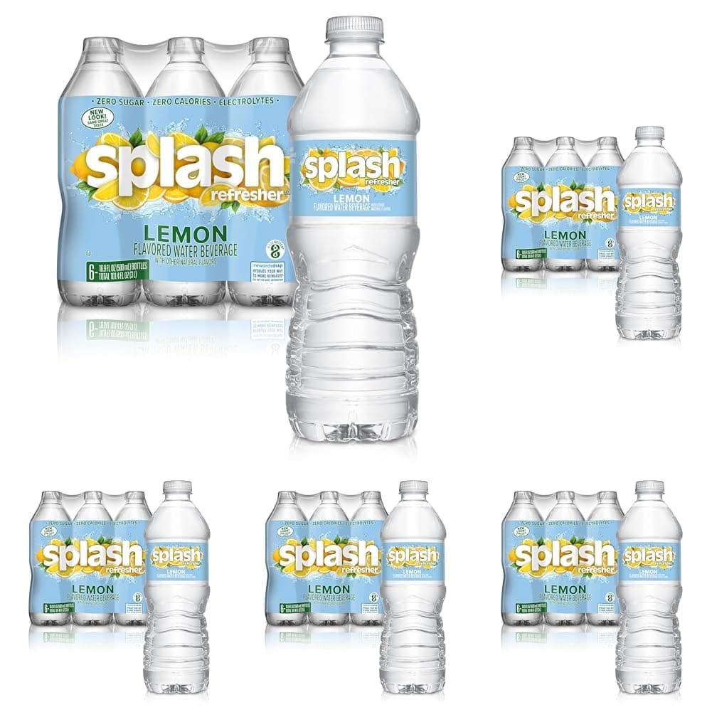 Splash Blast Water, Lemon, 16.9 Fl Oz | Pack of 30 | Plastic Bottle