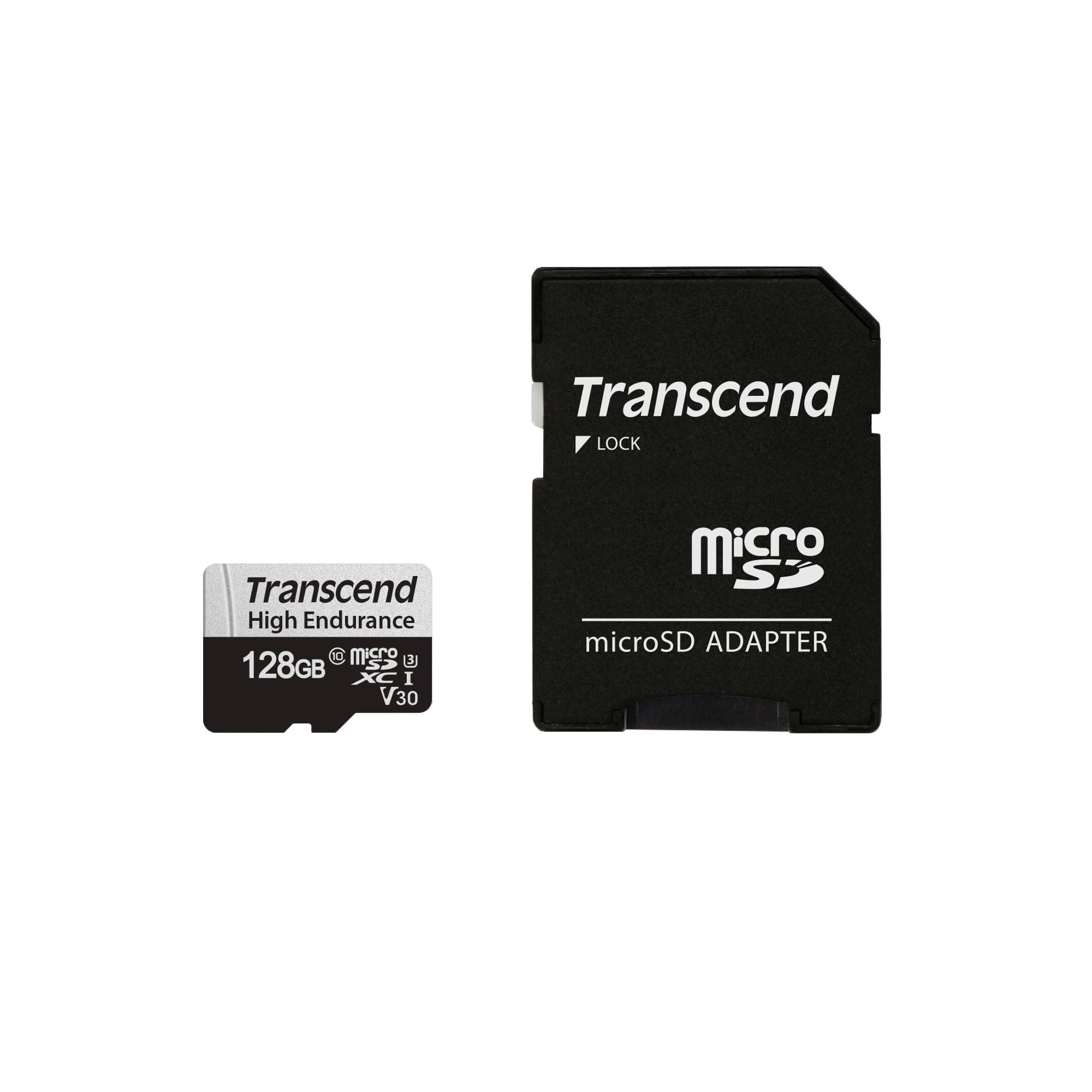 Transcend USD350V Micro SD Card 128GB, U3 V30 Memory Card for Nintendo-Switch/Dash cam/Security Cam/Surveillance/GoPro/Insta360/DJI/Drone/Action Cam, Up to 100MB/s, Full HD Video Recording w/Adapter