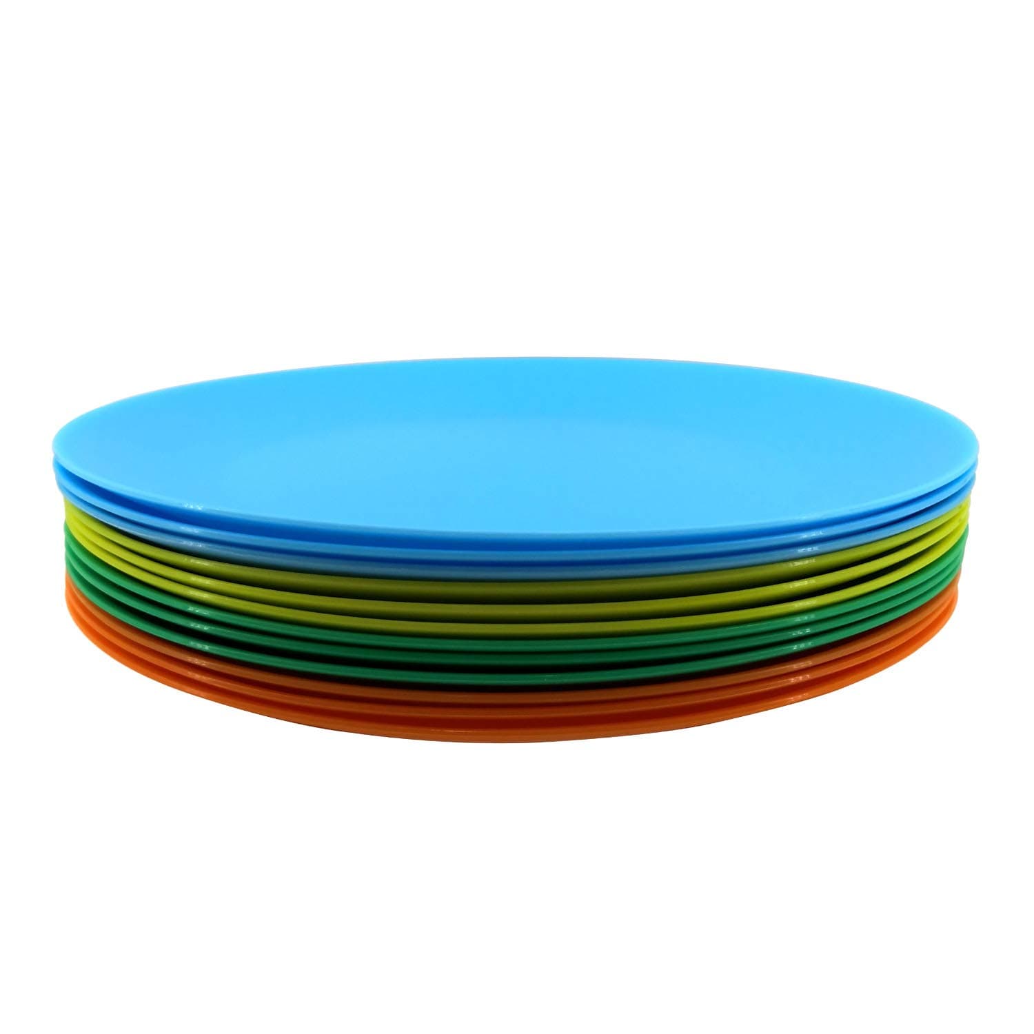 AOYITE Plastic Dinner Plates Reusable BPA Free Dishwasher Safe Microwaveable Plate for Any Occasion, BBQ, Travel, and Events (Multicolor set of 12)