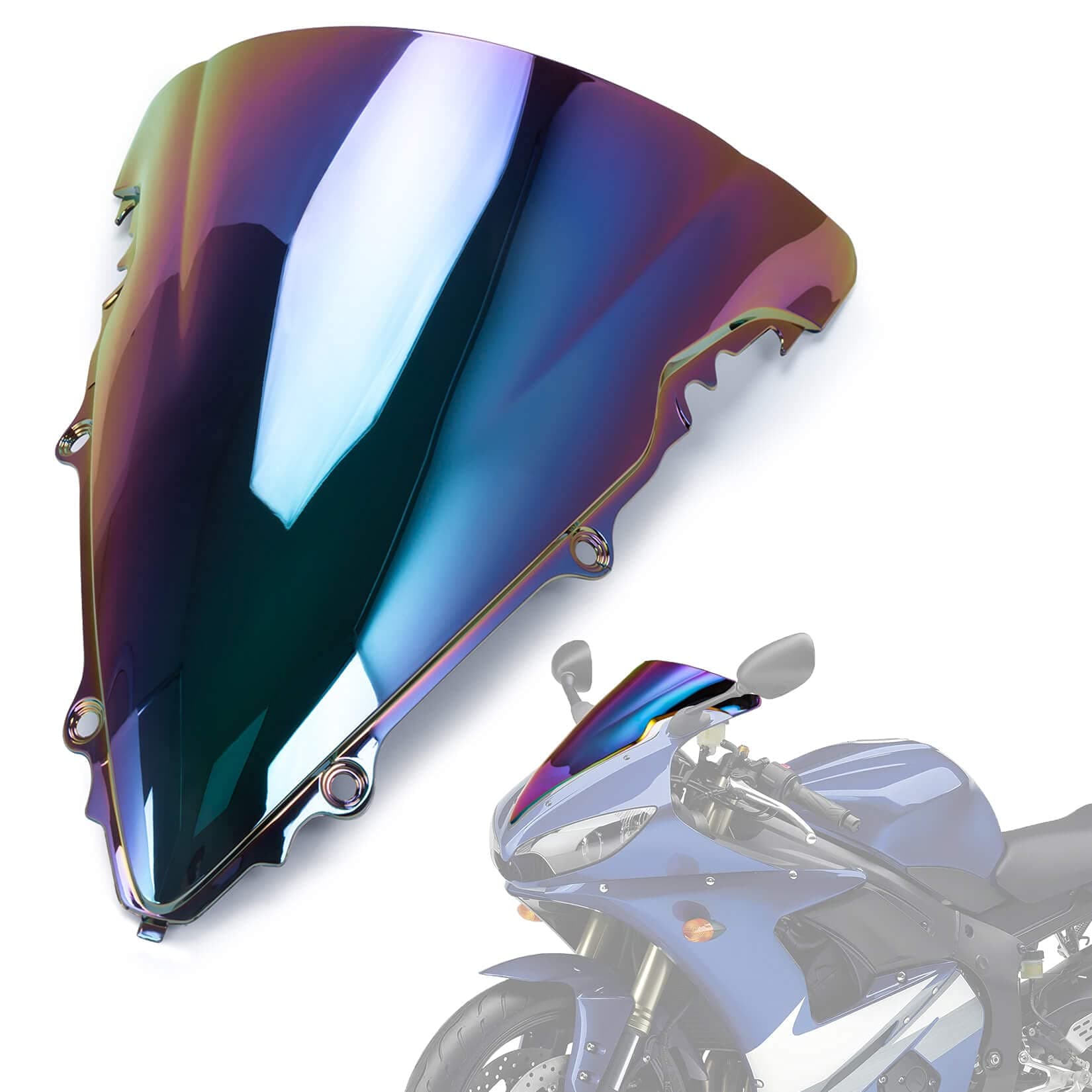 Windshield Windscreen Double Bubble Front Wind Screen Shield Protective Cover for YZF R6 2003 2004 2005 and for YZF R6S 2006 2007 2008 2009(ColorfulA)
