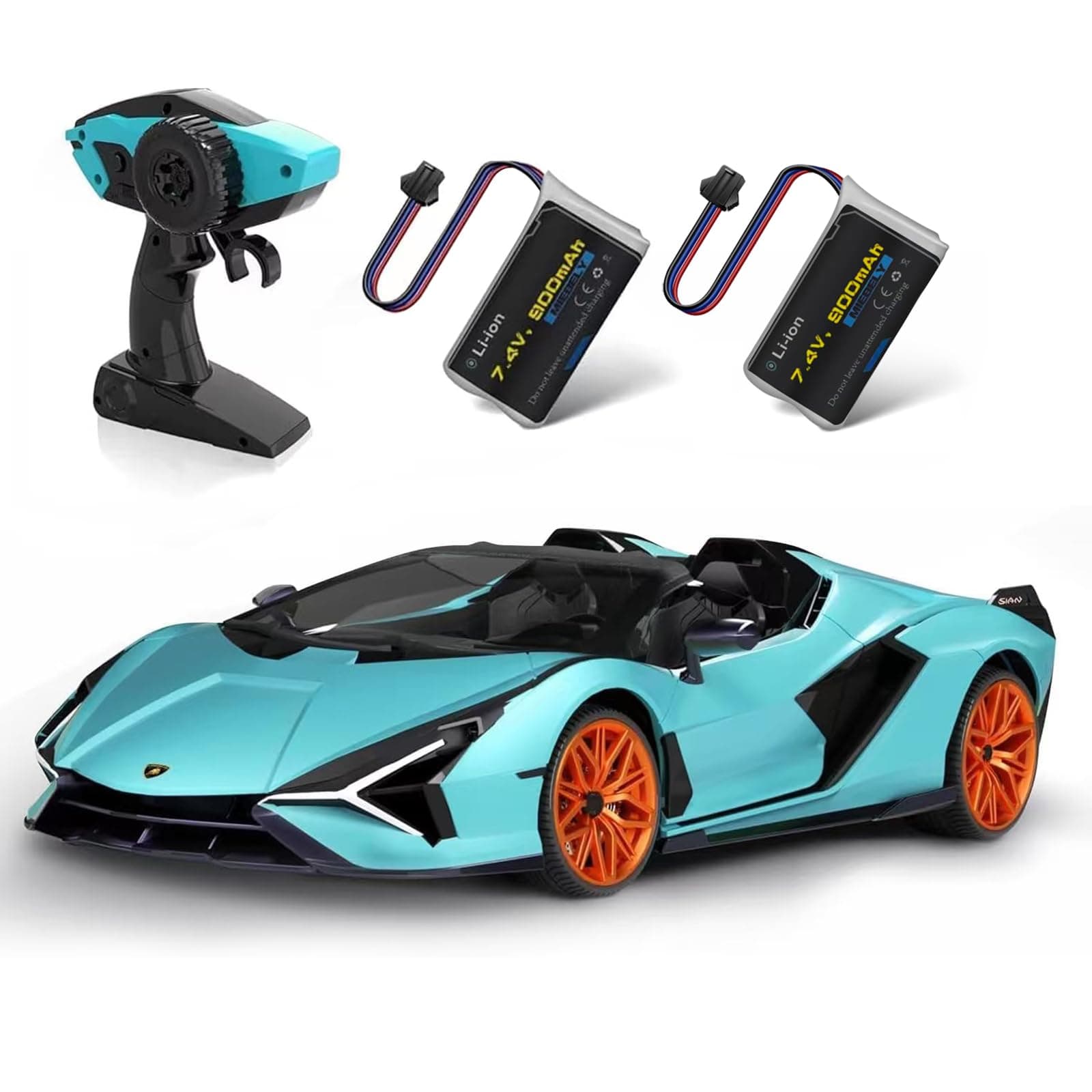 MIEBELY Lamborghini Remote Control Car, 1:12 Scale Lambo Toy Car 7.4V 900mAh Officially Licensed 12Km/h Fast Rc Cars with Led Light 2.4Ghz Model Car for Adults Boys Girls Birthday Ideas Gift - Blue