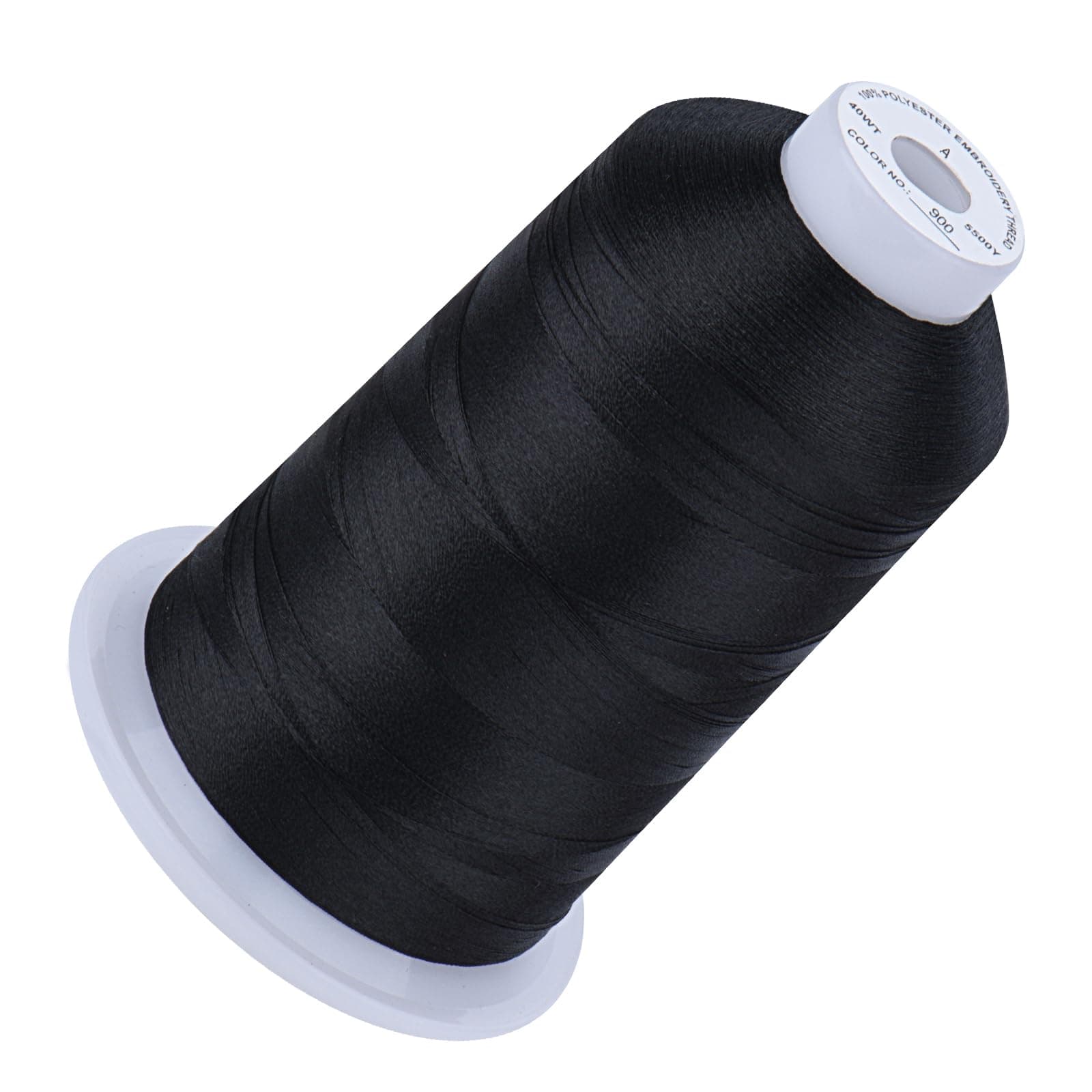 5500Yds Embroidery Thread, 5000M High-Yardage 40WT 100% Polyester Thread – 170+ Vivid Colors, High-Speed Rated – Compatible with Brother, Singer, Janome & More - Black 900