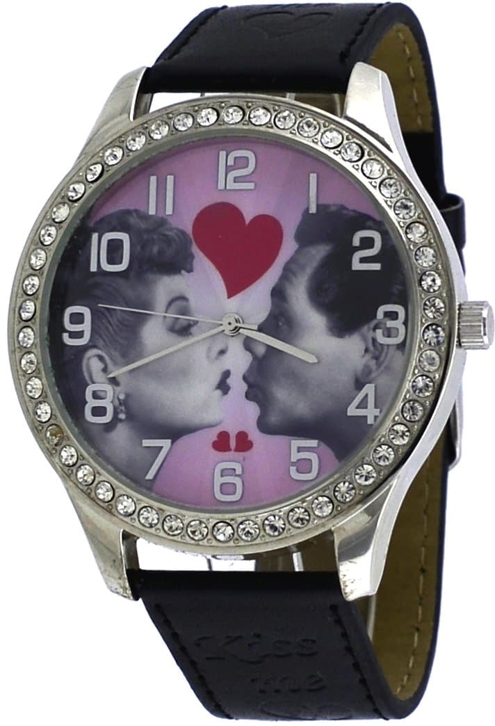 Lucille Ball #LBW34A Women's "Lucy and Ricky" Oversized Crystal Accented Strap Watch