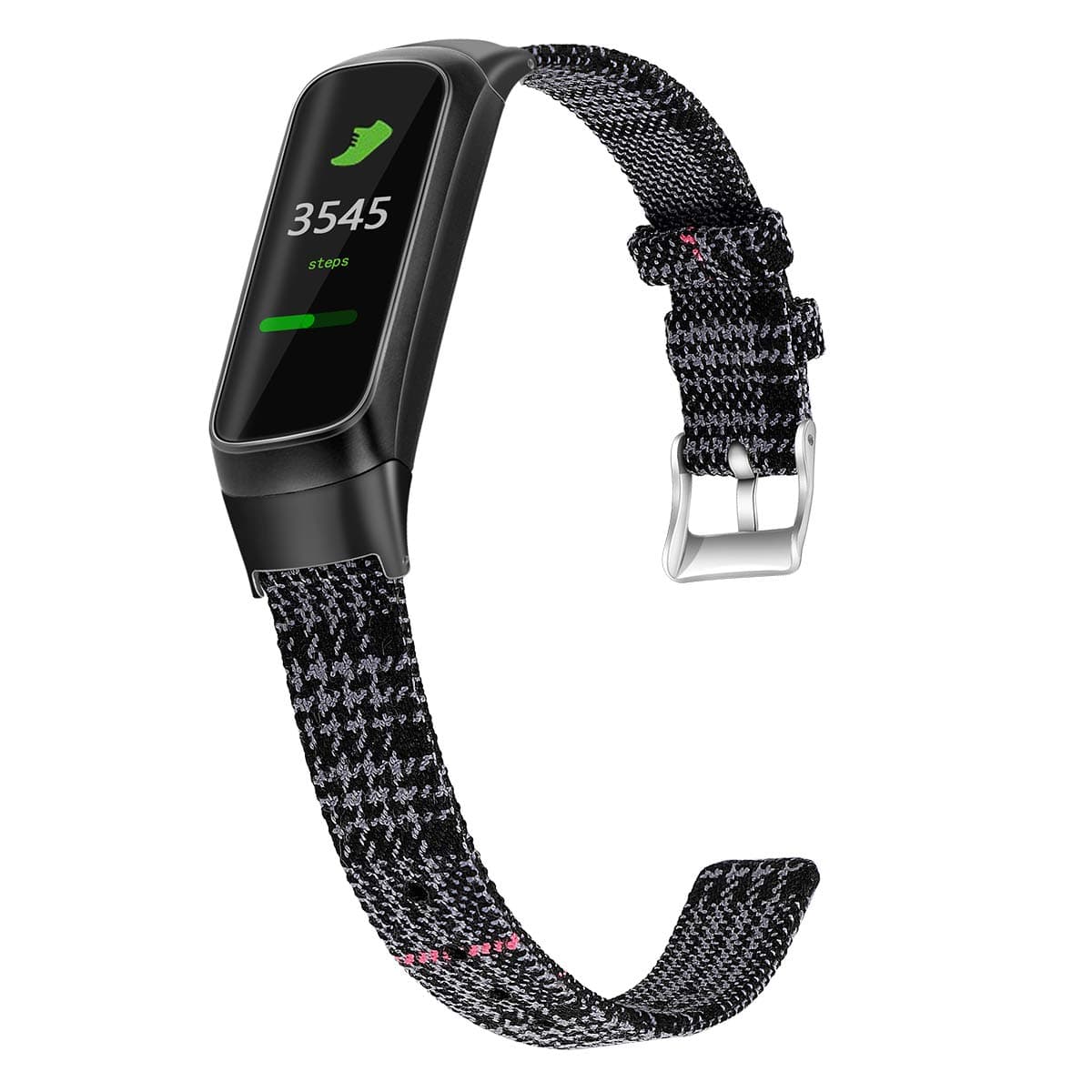 Aresh Compatible with Samsung Galaxy Fit Band,Canvas Woven Bands/Soft Breathable Fabric Replacement Wristbands for Samsung Galaxy Fit Smartwatch (Black&Gray)