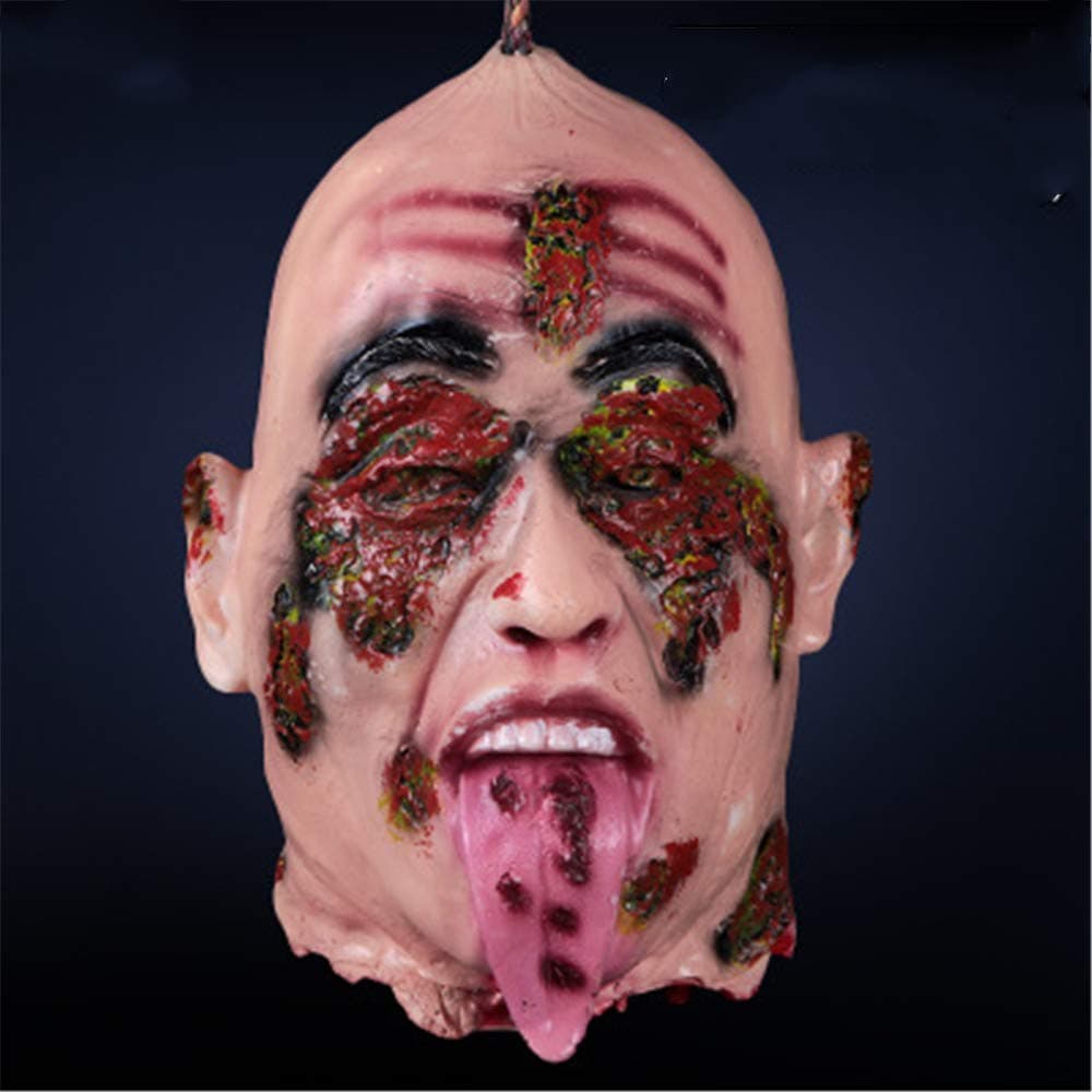 MYYXGS Halloween hanging ghost head toy Halloween prop hanging hanging head man evil cut off the body head ghost animation zombie 30 * 22cm