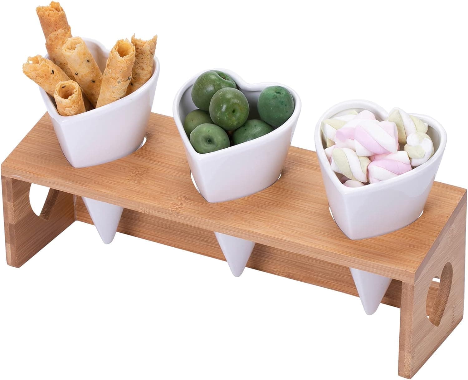 Ice Cream Cone Dessert Bowls - Heart Shaped Porcelain Snacking Station Rack wedding favors Food Snack Serving Bowl Ceramic French Fry Cone Basket Flower Snack Holder Food Gifts - 3 Cones