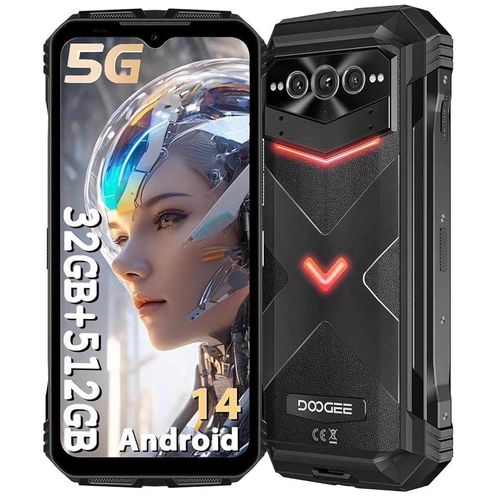 DOOGEE V Max Pro Rugged Smartphone 5G, 22000mAh/33W Fast,512GB/TF 2TB Rugged Phone,108MP+20MP Night Vision,6.58" FHD+120Hz IPS Waterdrop Screen,Android 14 Rugged Cell Phone,NFC/Face ID/WiFi 6