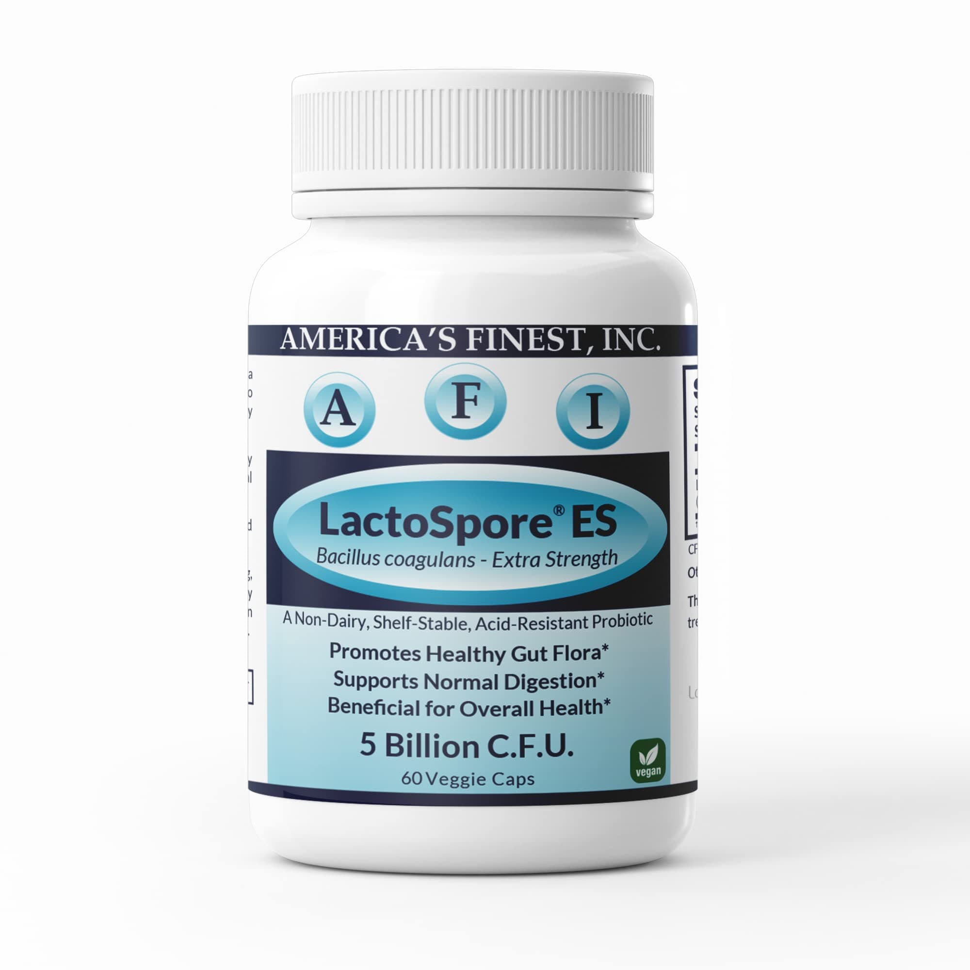 AFI AMERICA's FINEST INC LactoSpore | Bacillus coagulans MTCC 5856| Acid Resistant | Once Daily Support for Women and Men | Gas and Bloating Support | 5 Billion per Capsule | 60 caps