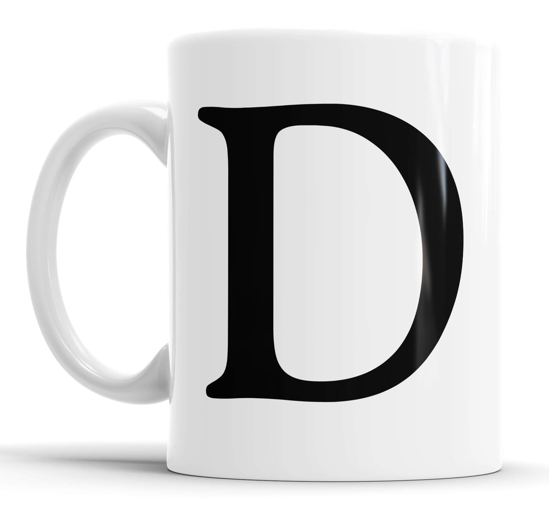 Faithful Prints Alphabet Mug Letter Mugs Initial Coffee Cup Birthday Fathers Day Gift (Letter D)