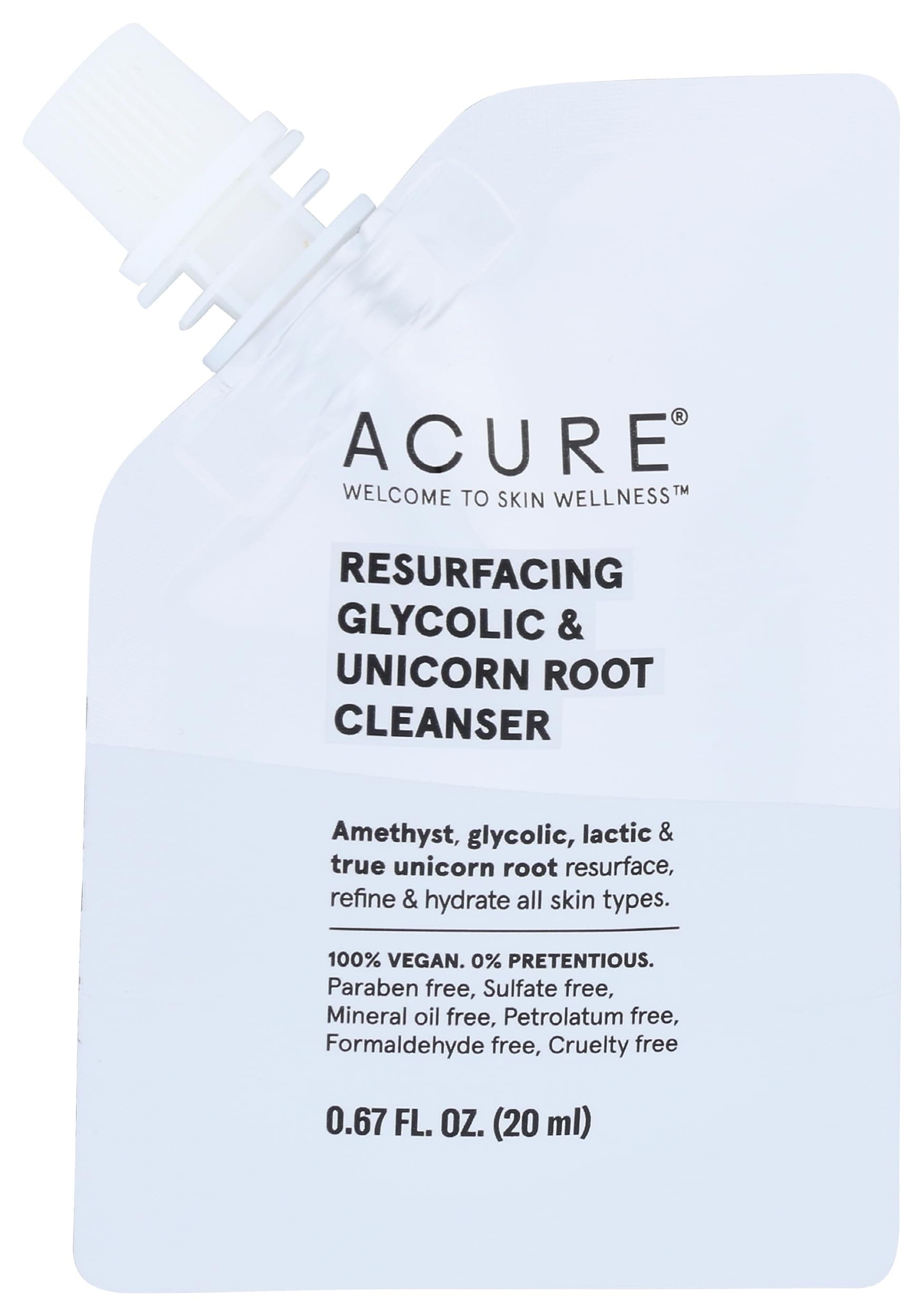 ACURE Resurfacing Glycolic & Unicorn Root Cleanser, 0.67 FZ