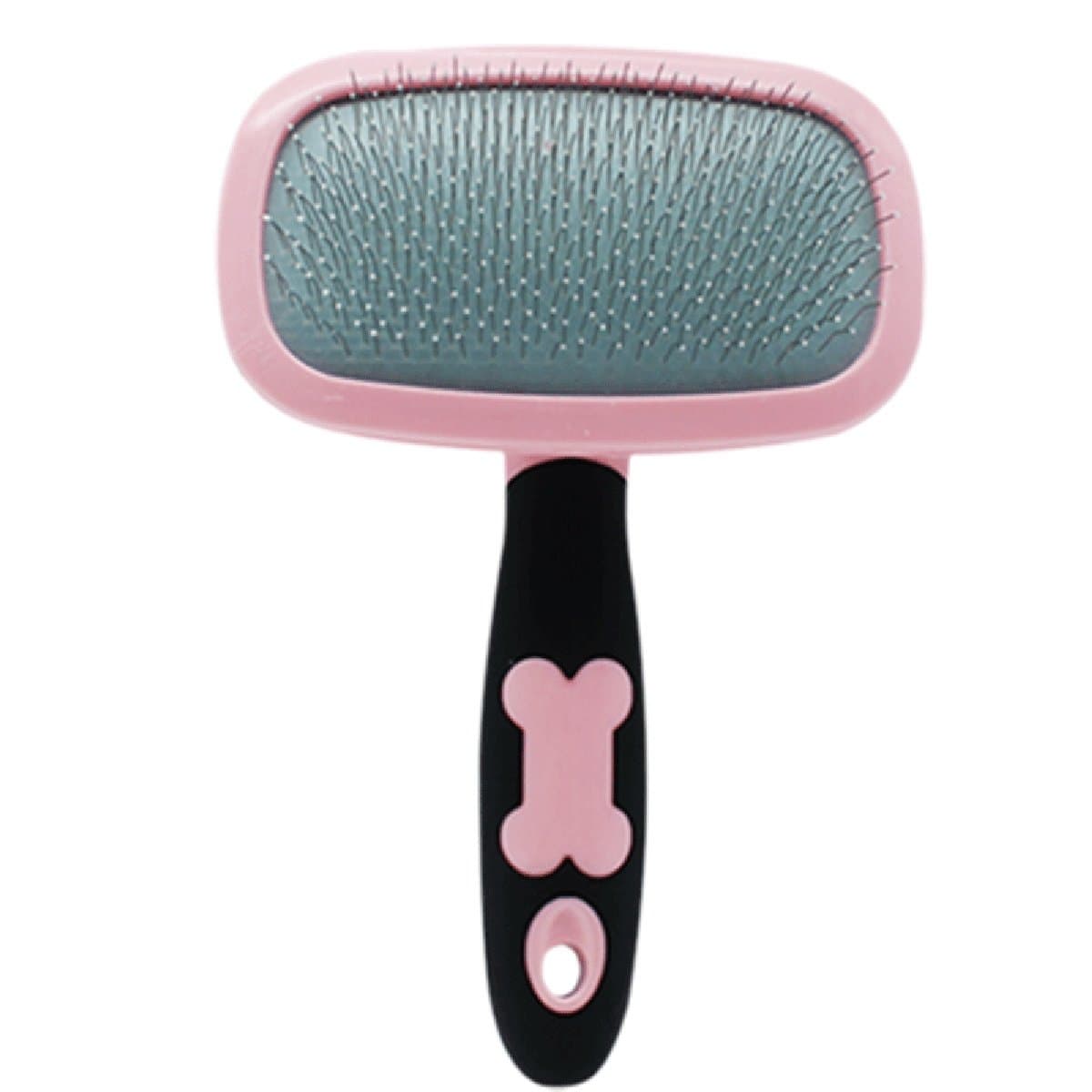 Enolla Pet dog comb Rotary needle comb Dog hair brush Teddy dog brush Beauty massage comb Stainless steel needle with adhesive beads, pink