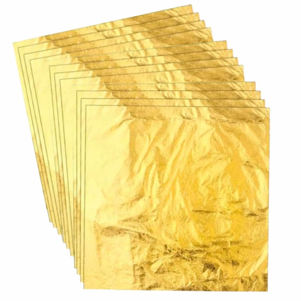 Gold Leaf Sheets for Art, 200Pcs Gold Foil Sheets for Painting, Resin, Gilding, Nails, DIY Greeting Card, Gold Foil Sheets for Crafts, Rock Painting, Bronzing, Gold Leaf Sheet- 5.5x5.5in