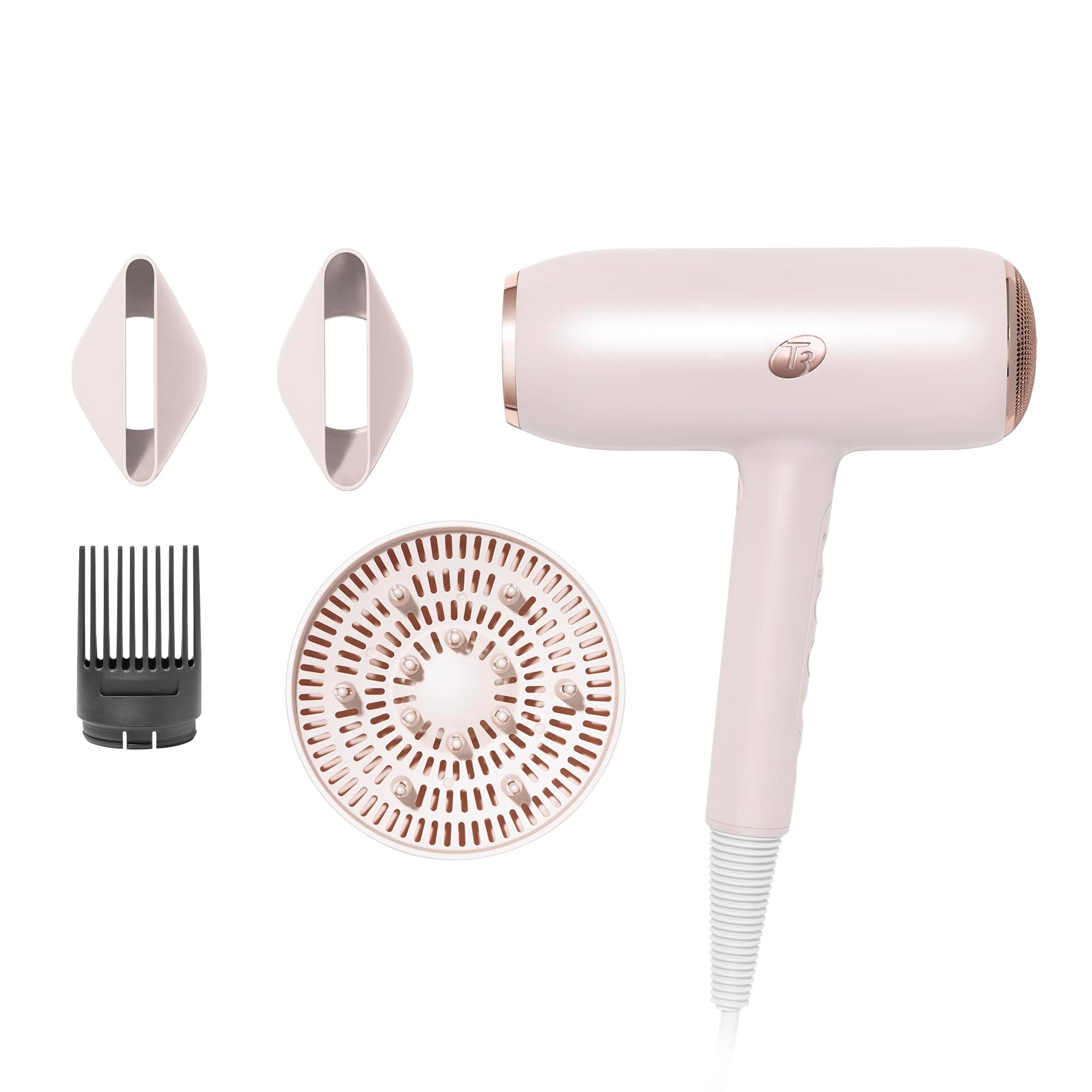 T3 Featherweight StyleMax Professional Ionic Hair Dryer with Custom Heat Automation & 4 Attachments,Fast Drying,Lightweight with 5 Heat & 3 Speed Settings,2 Concentrators,Diffuser & Smoothing Comb