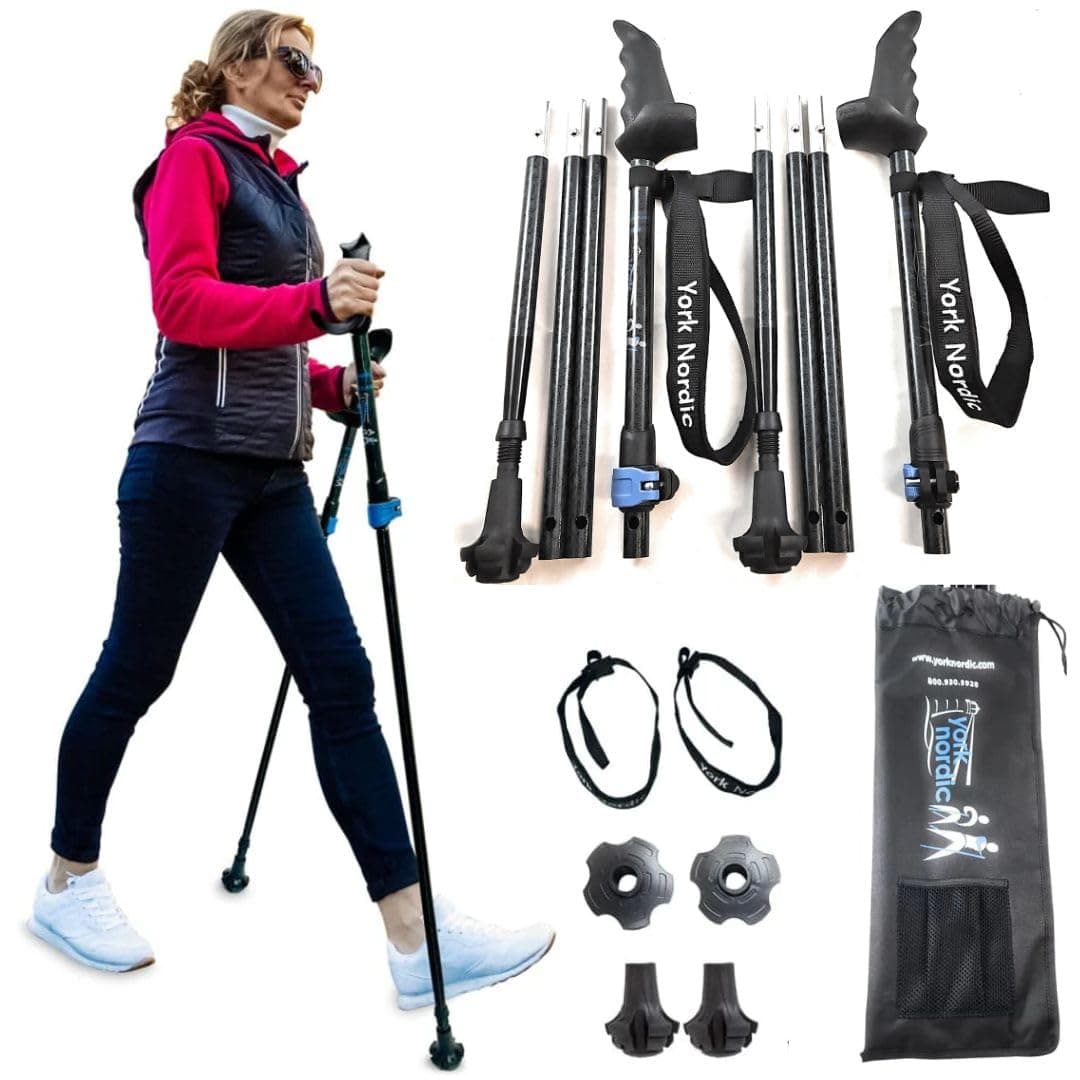 Motivator Swift Connect Travel Walking Poles for Balance and Rehab - Patented Stability Grips - Lightweight, Adjustable, and Foldable Includes Detachable Feet and Travel Bag
